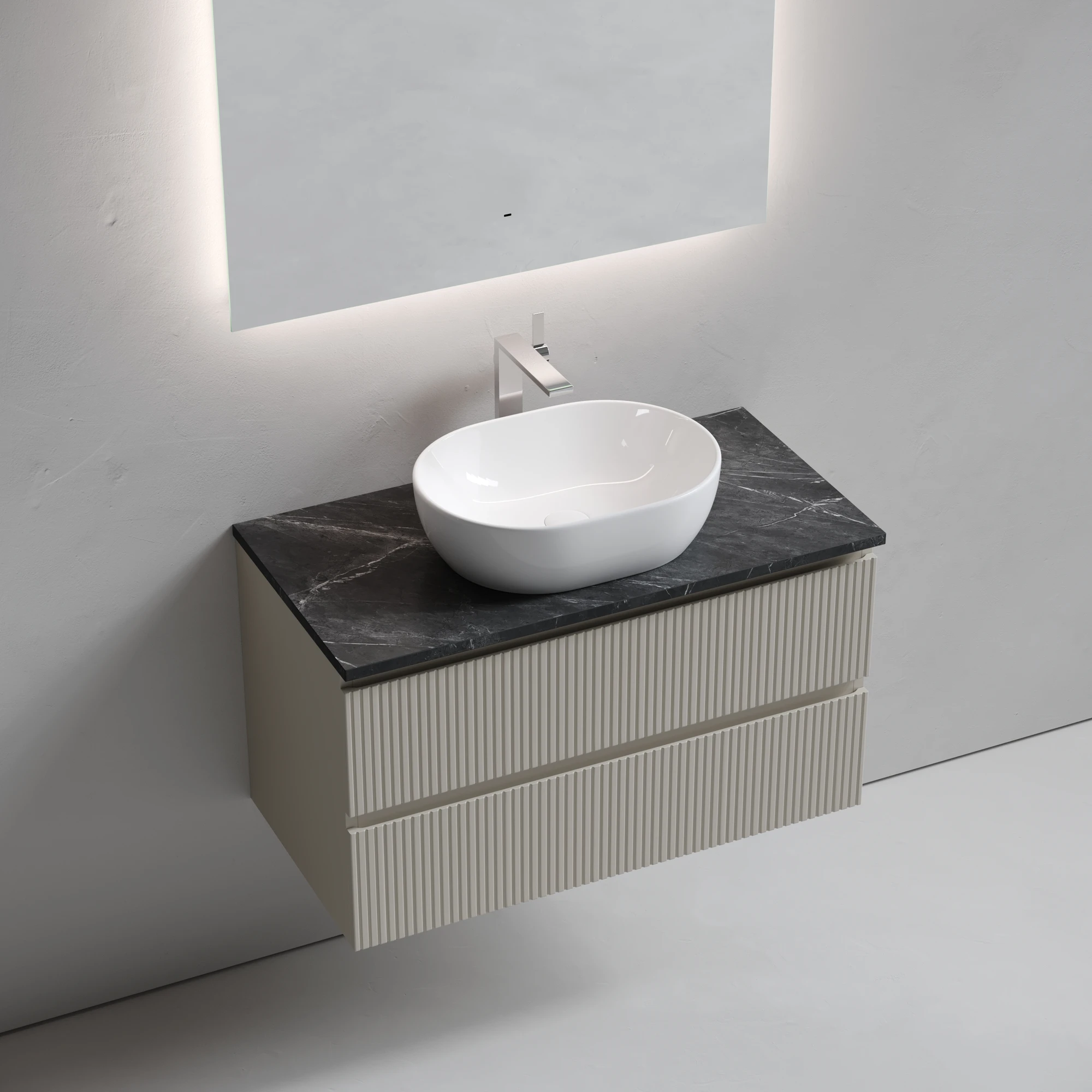 Тумба под столешницу Sancos Сноб T (Snob T) SNT90CE 90x45x50 бежевый матовый (beige soft)