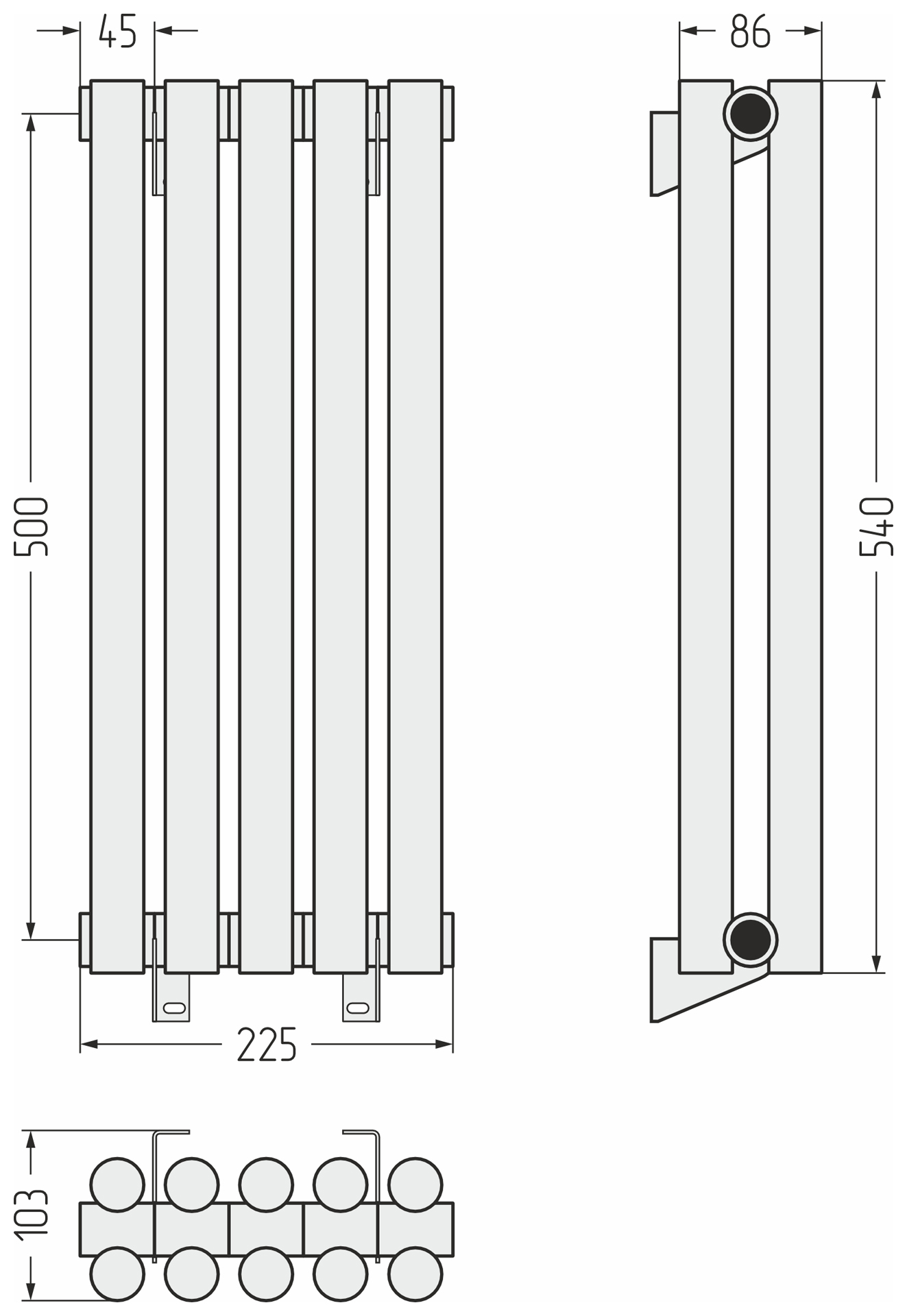 Радиаторы Сунержа DESIGN ДР ЭСТЕТ-11 н/ж 500х225 / 5 сек (Тёмный титан муар) - фото 4