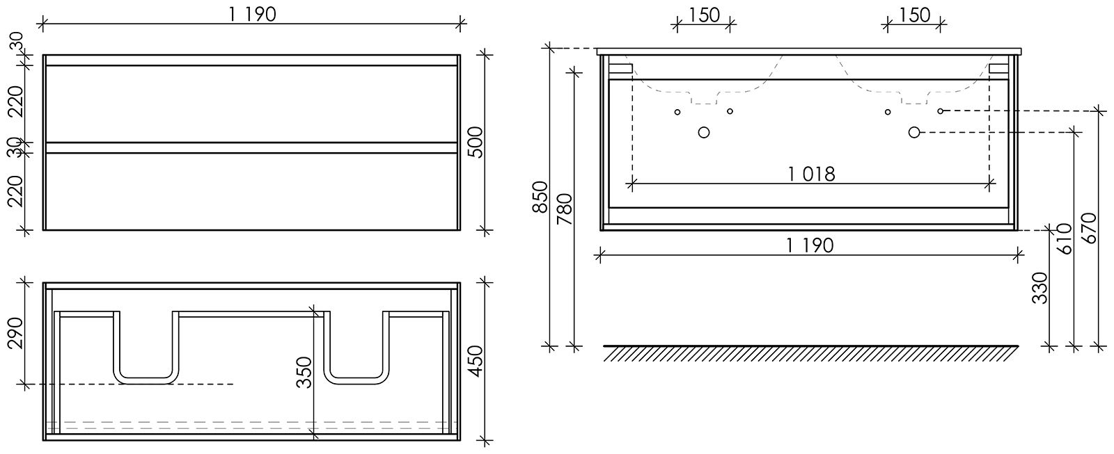 Тумба под раковину Sancos Сто (Cento) CN120-2KE 120x45x50 bianco - фото 5