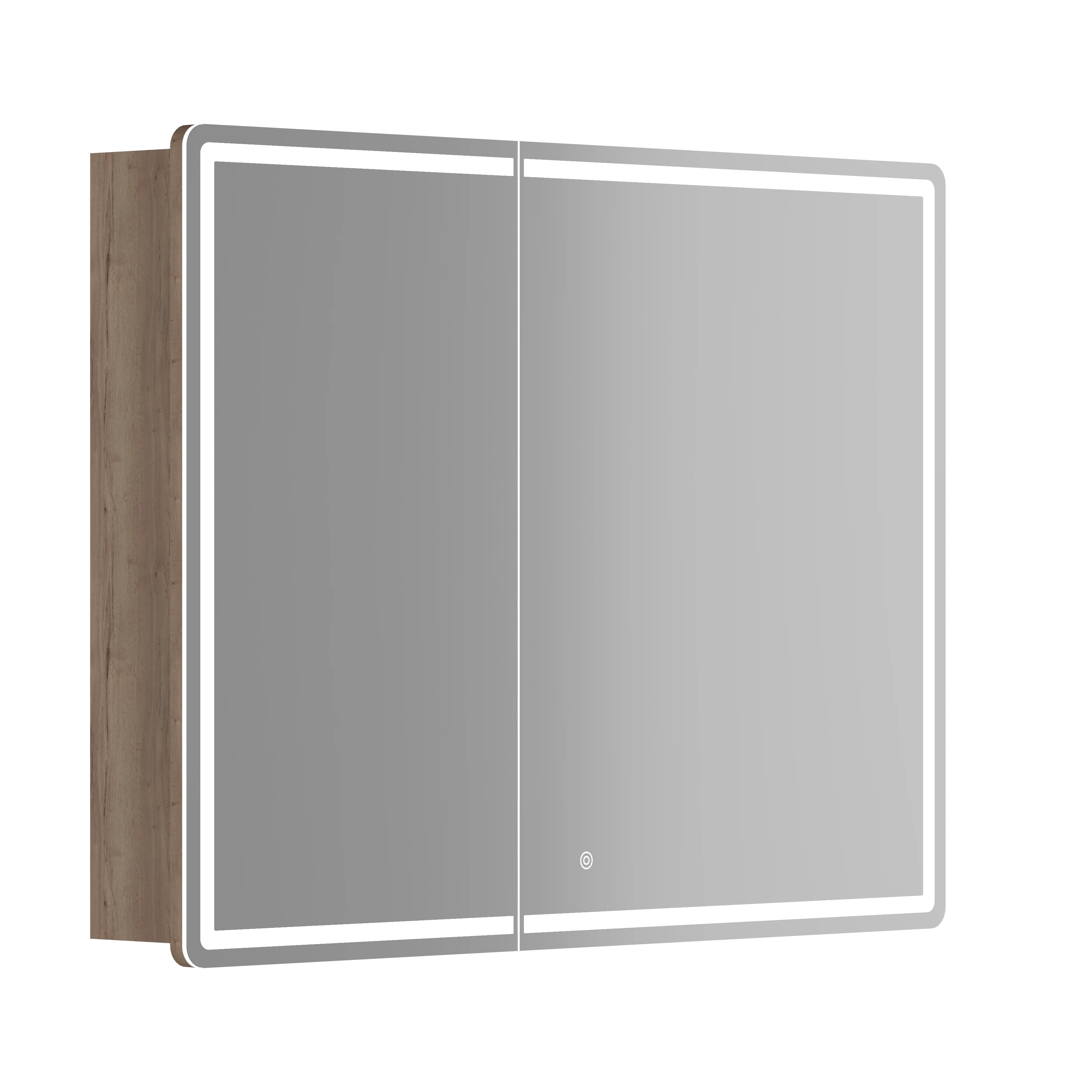 Зеркальный шкаф Sancos Блик (Mirror) MI100EG 100x75 с подсветкой, дуб галифакс натуральный