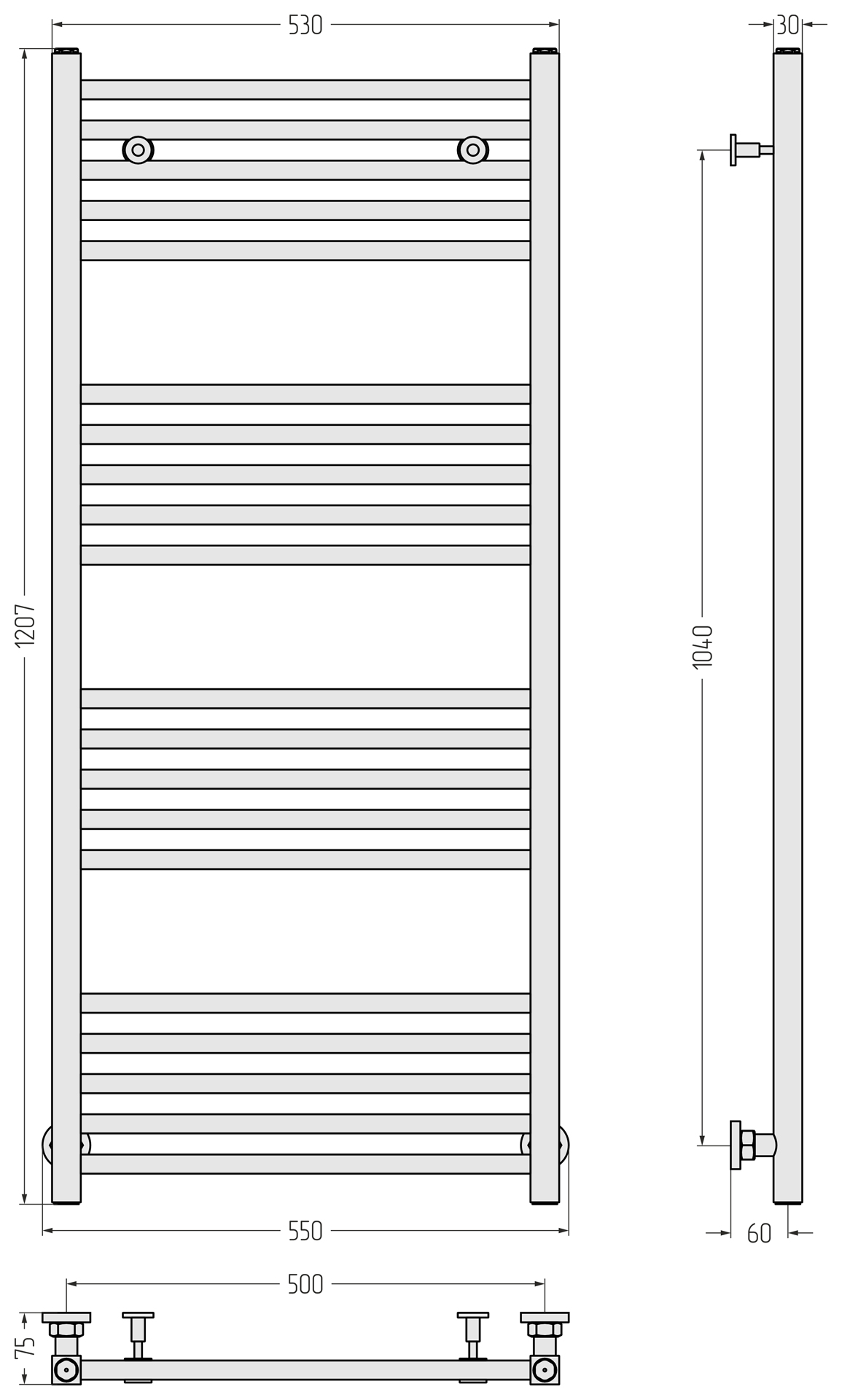 Водяные полотенцесушители Сунержа DESIGN ДР МОДУС 1200х500 (Матовый белый)
