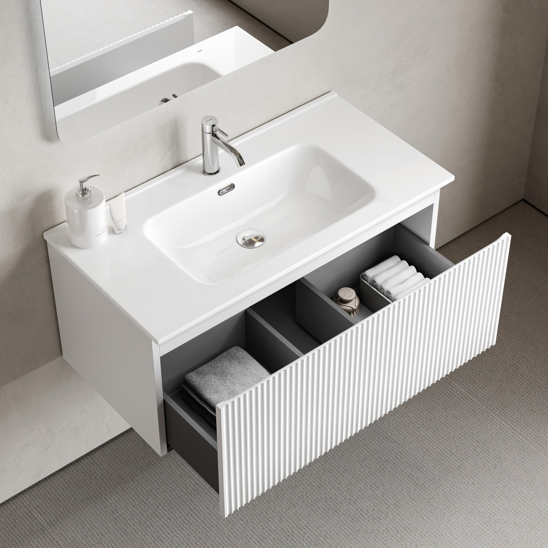 Тумба под раковину Sancos Сноб Р 1.0 (Snob R 1.0) SNR1.090W 90x45x40 белый матовый (bianco) - фото 5