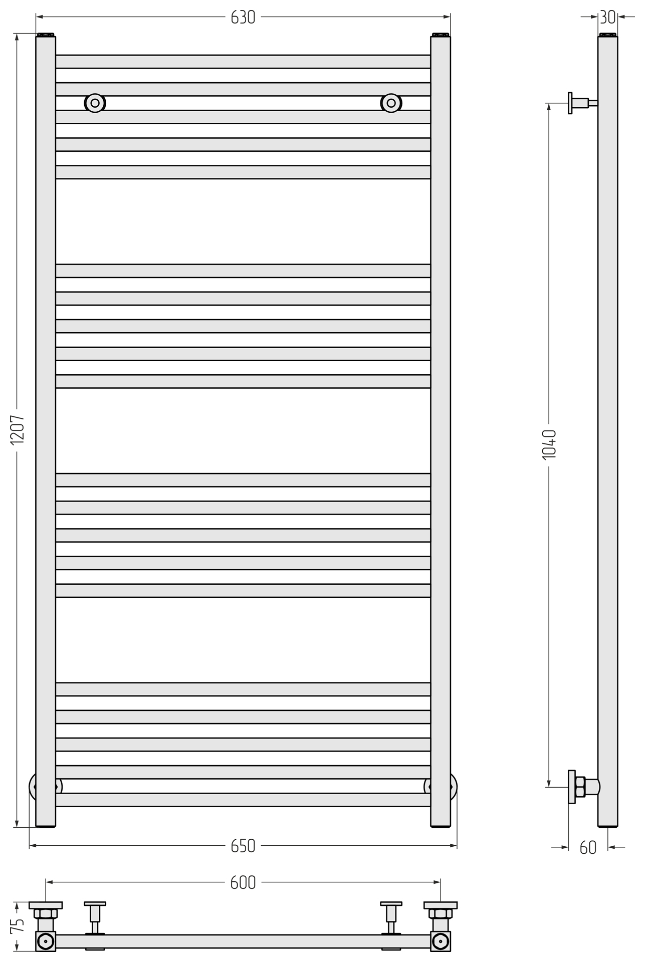 Водяные полотенцесушители Сунержа DESIGN ДР МОДУС 1200х600 (Тёмный титан муар)