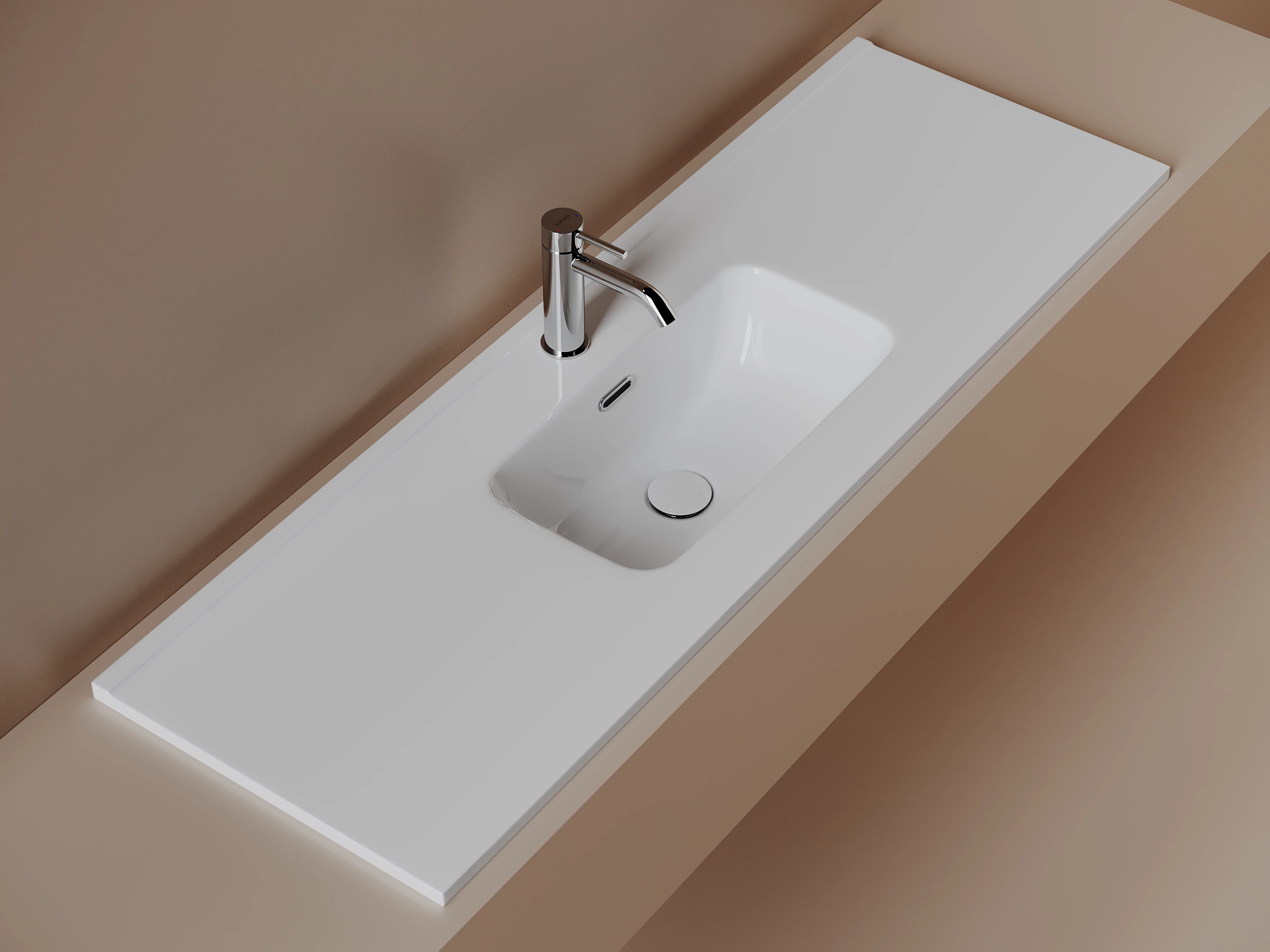 Раковина-столешница Ceramicanova Компакт (Compact) CN7028 120x40x17 белый глянцевый