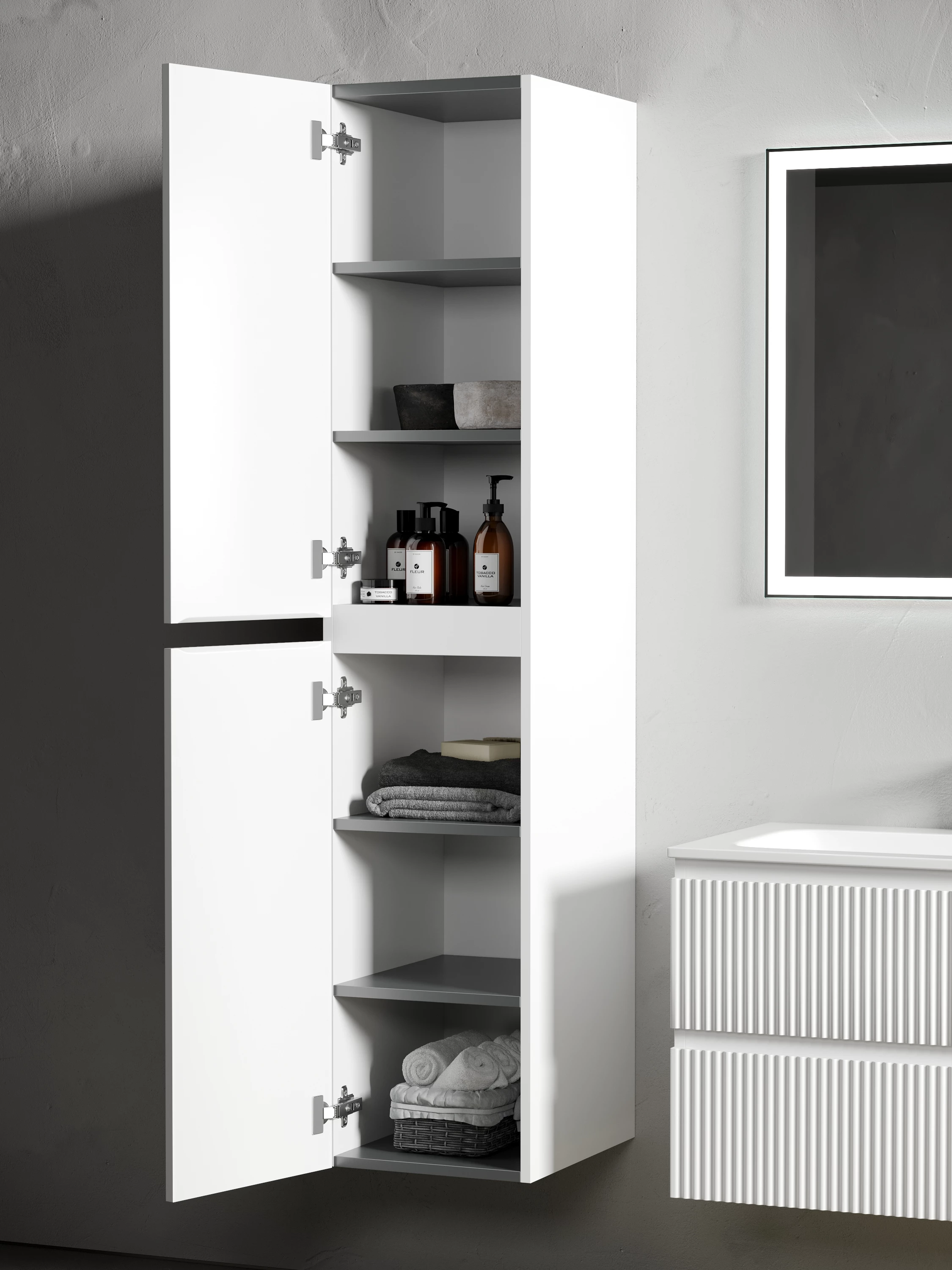 Шкаф-пенал Sancos Сноб Р (Snob R) PSNR35W 35x35x165 белый матовый (bianco)