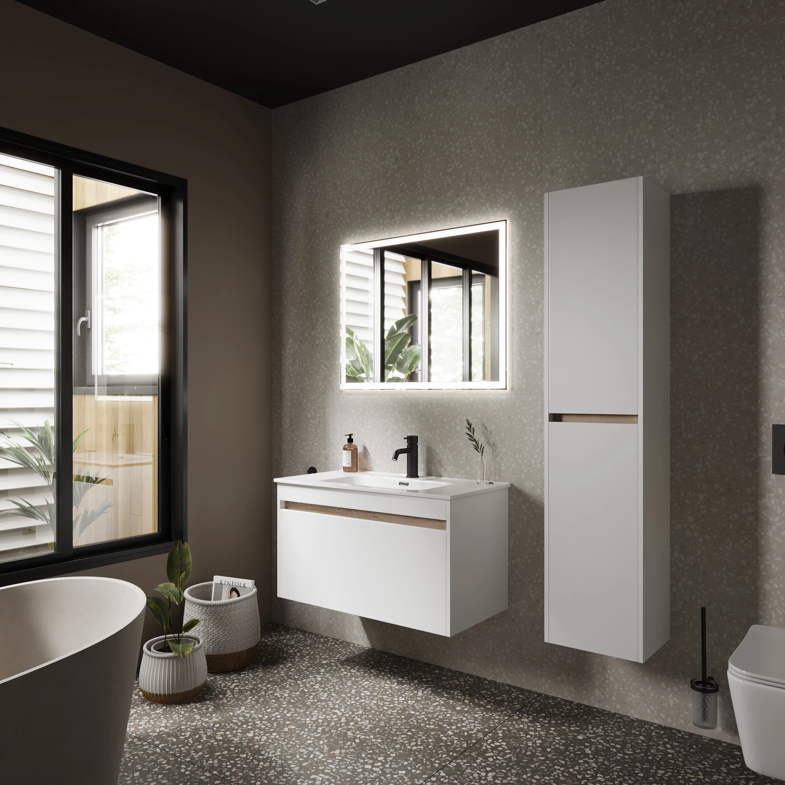 Тумба под раковину Sancos Ум (Smart) SM90W 90x45x50 белый глянцевый
