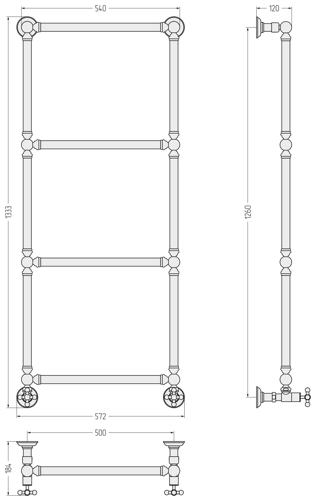 Водяные полотенцесушители Сунержа DESIGN ДР "Ренессанс 1304" 1260х500 (Белый)