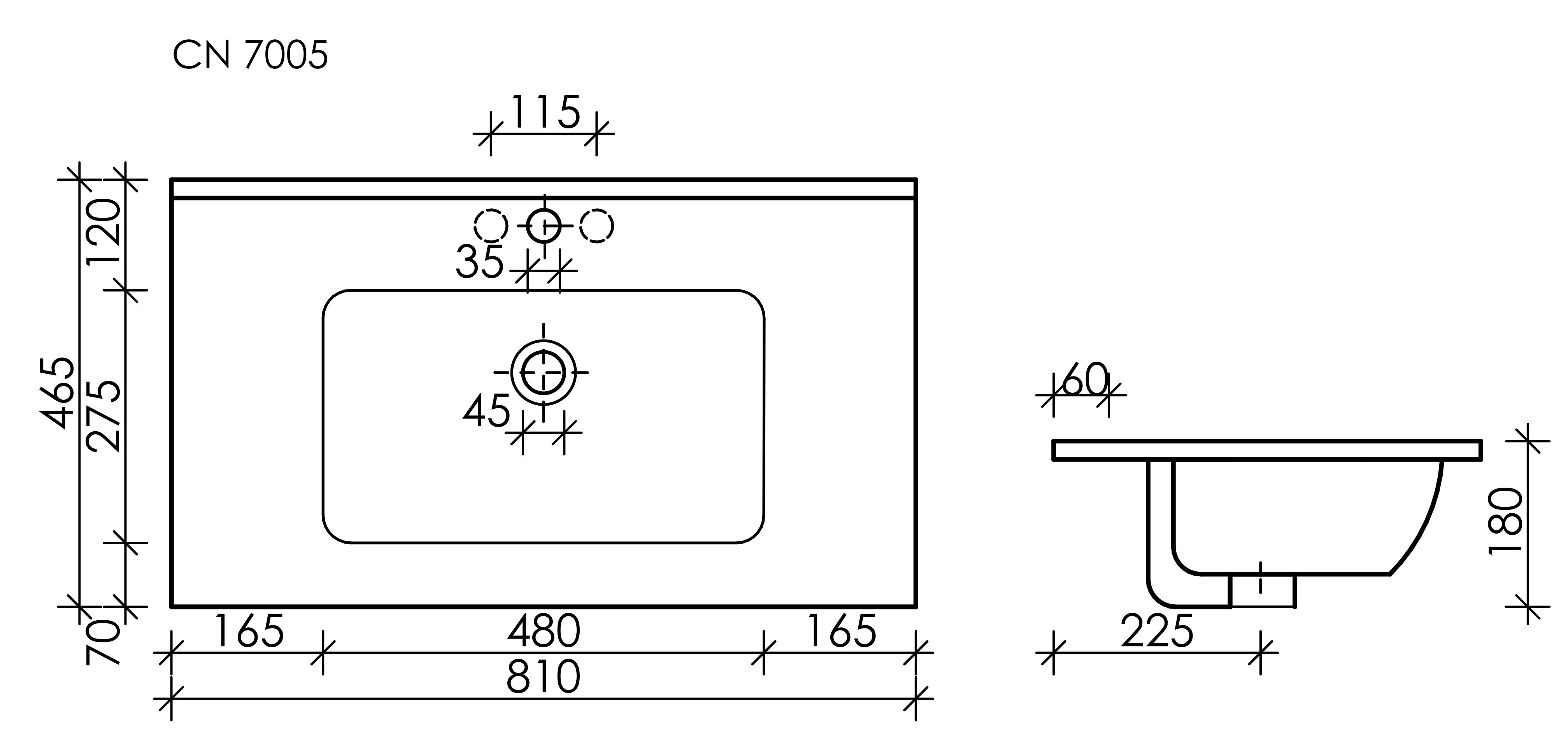 Раковина-столешница Ceramicanova Элемент (Element) CN7005 80x47x18 белый глянцевый