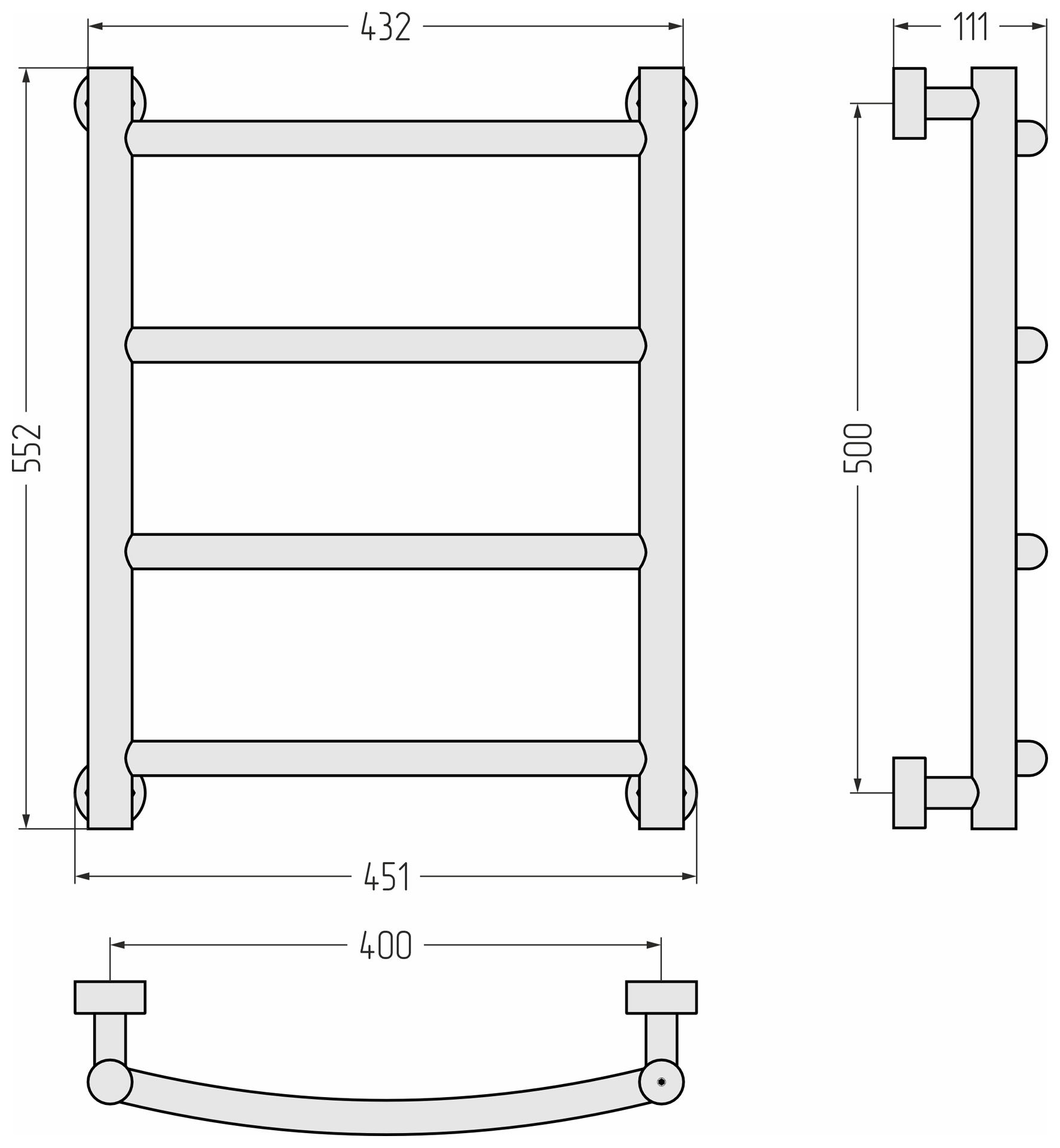 Водяные полотенцесушители Сунержа DESIGN ДР Галант PRO 500х400 (Шампань)