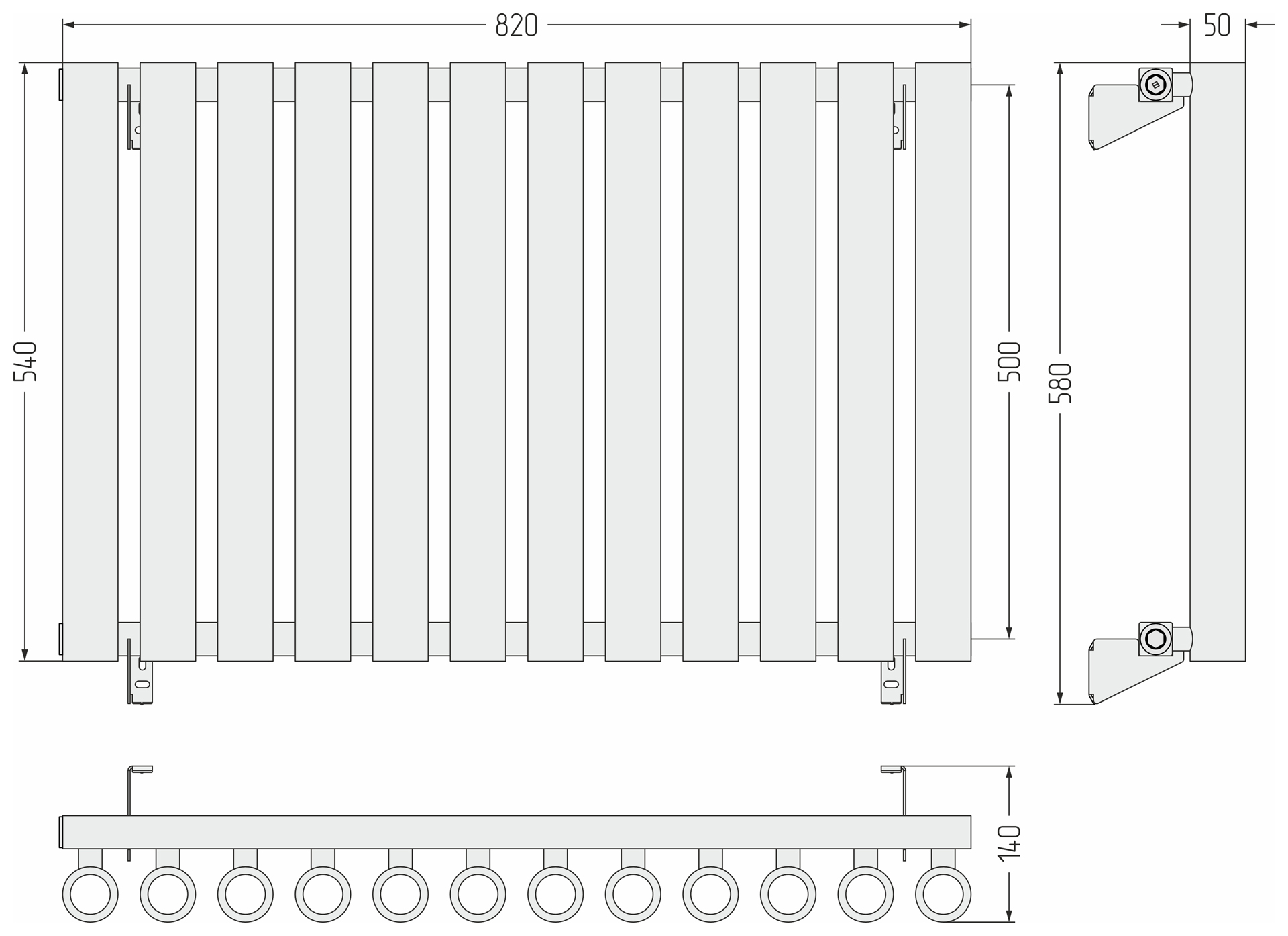 Радиаторы Сунержа DESIGN ДР КУМИР-0 н/ж  500х820 / 12 сек (Матовый белый) - фото 5