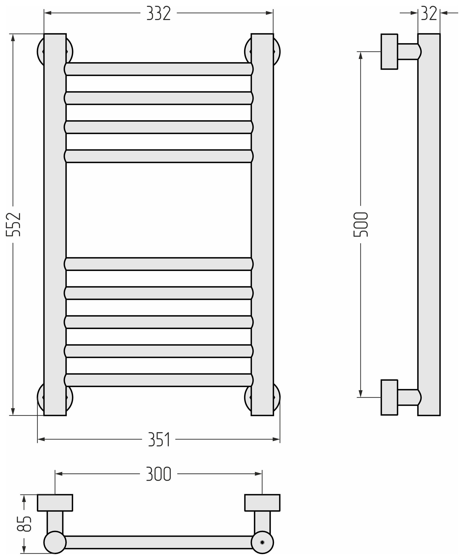 Водяные полотенцесушители Сунержа DESIGN ДР Богема PRO 500х300 (Сатин)