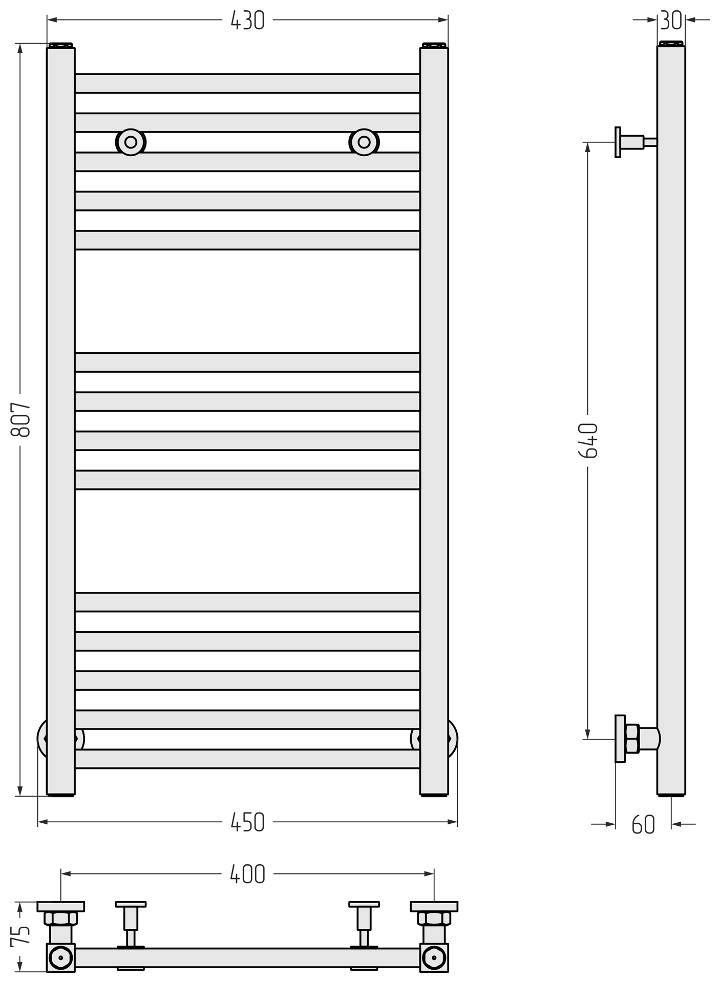 Водяные полотенцесушители Сунержа DESIGN ДР МОДУС 800х400 (Золото)