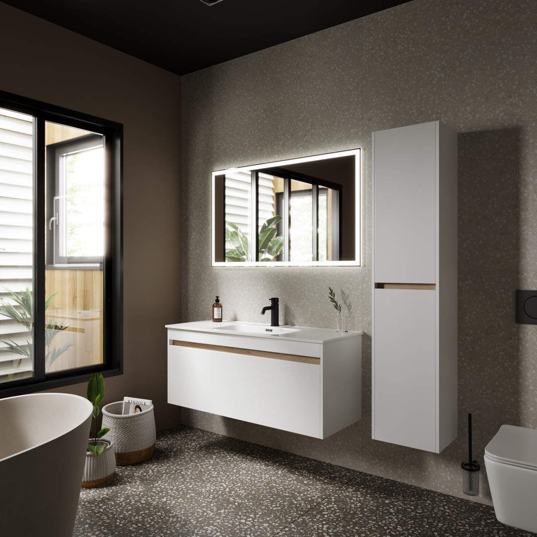 Тумба под раковину Sancos Ум (Smart) SM120-1W 120x45x50 белый глянцевый
