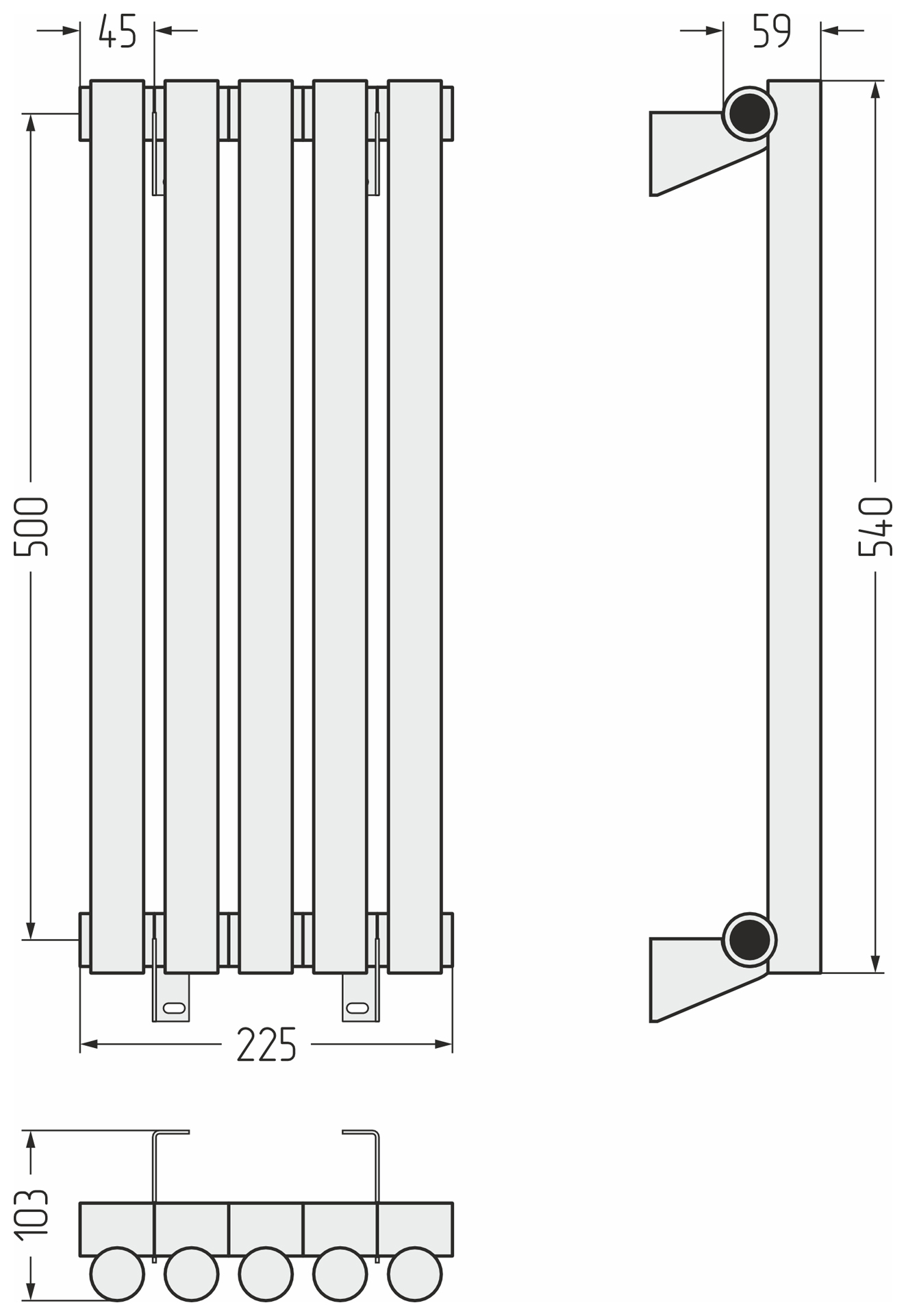Радиаторы Сунержа DESIGN ДР ЭСТЕТ-1 н/ж 500х225 / 5 сек (Золотой шёлк)
