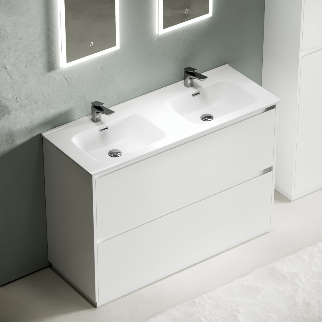 Тумба под раковину Sancos Либра напольная (Libra Floor) LB120F-2W 120x45x85 белый глянцевый