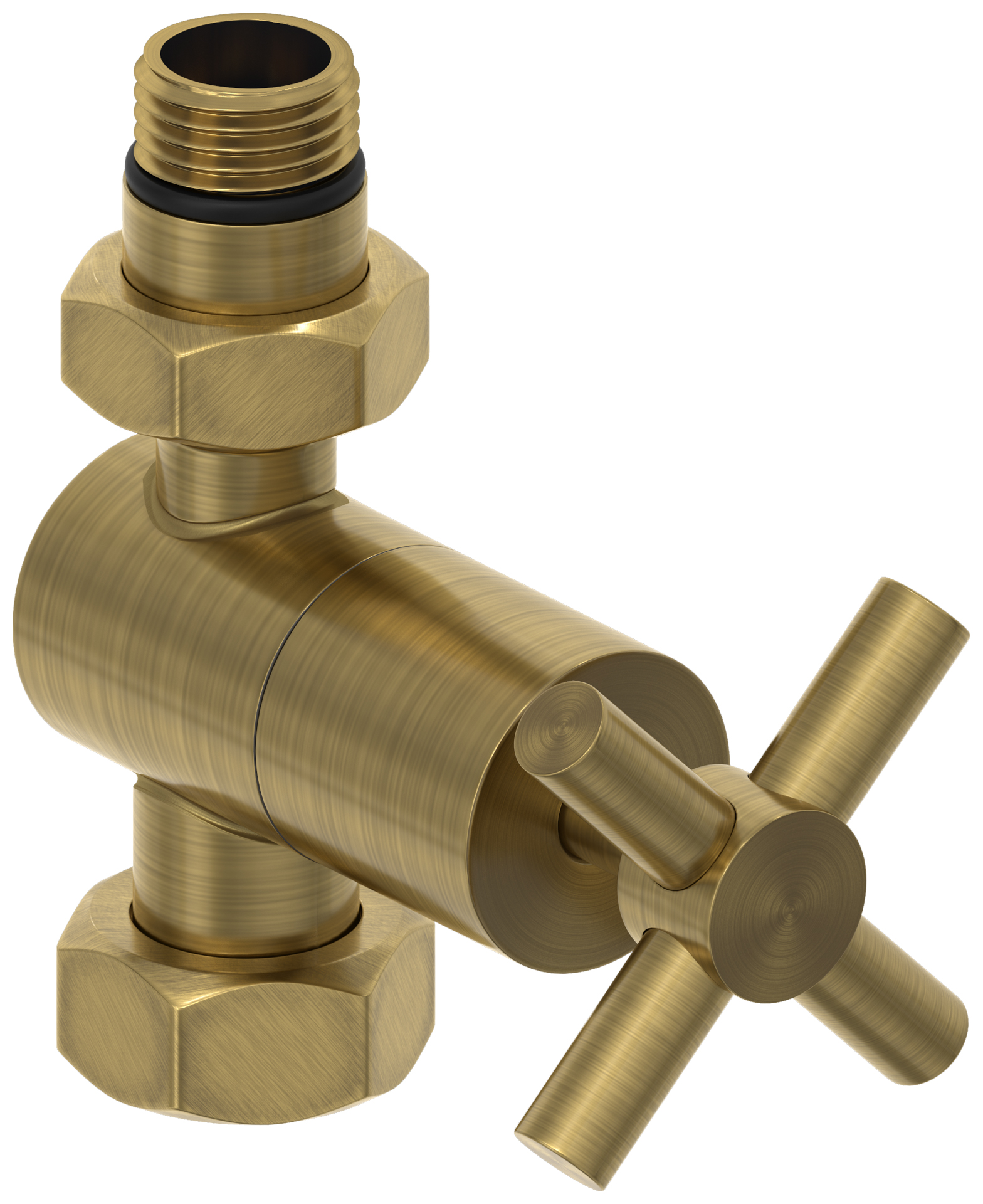 Комплектующие Сунержа DESIGN Вентиль прямой (крест) G 1/2" НР х G 3/4" НГ (Состаренная латунь)