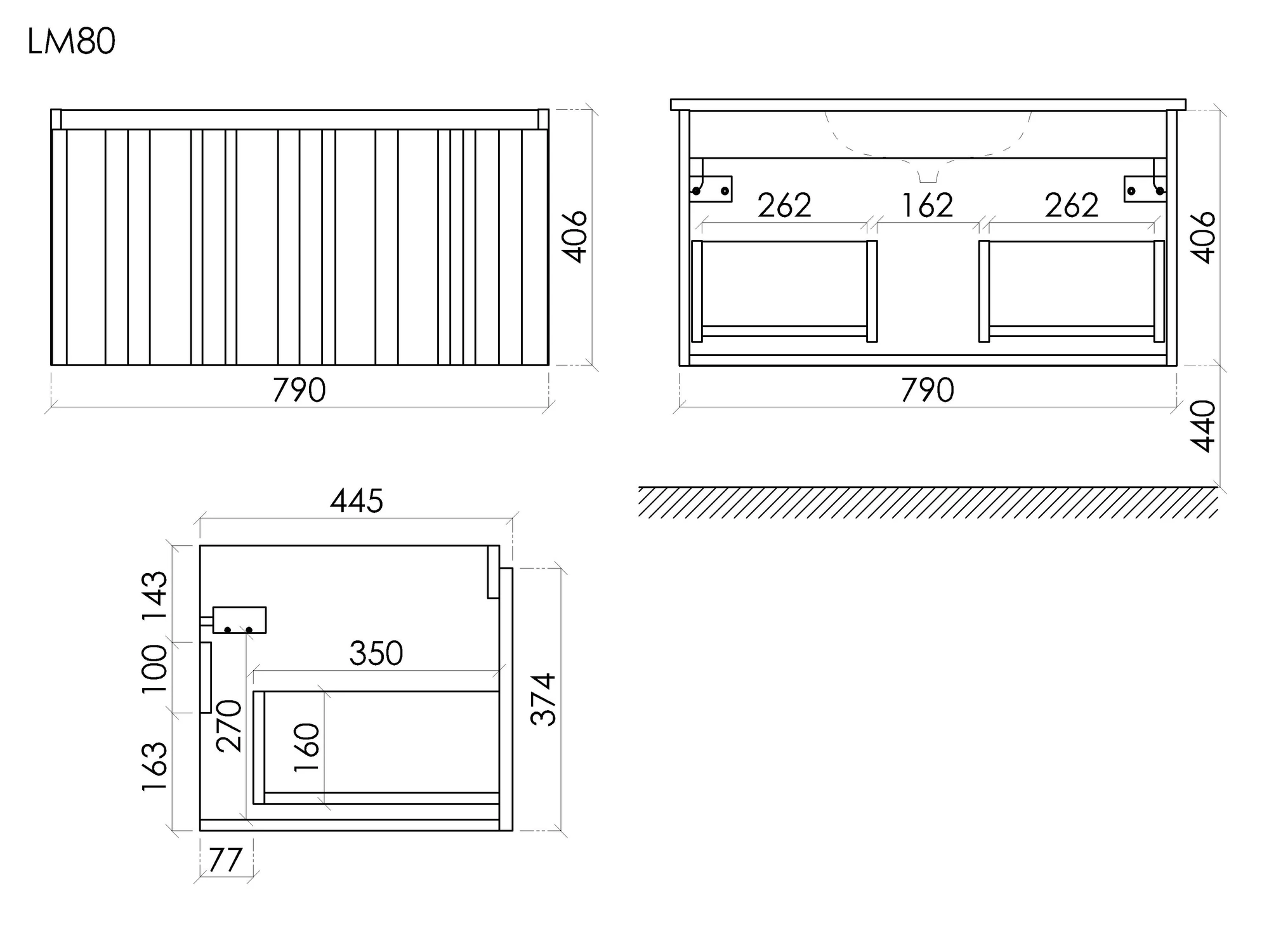 Тумба под раковину Sancos Ламель LM80W 80x45x40 белый матовый - фото 6