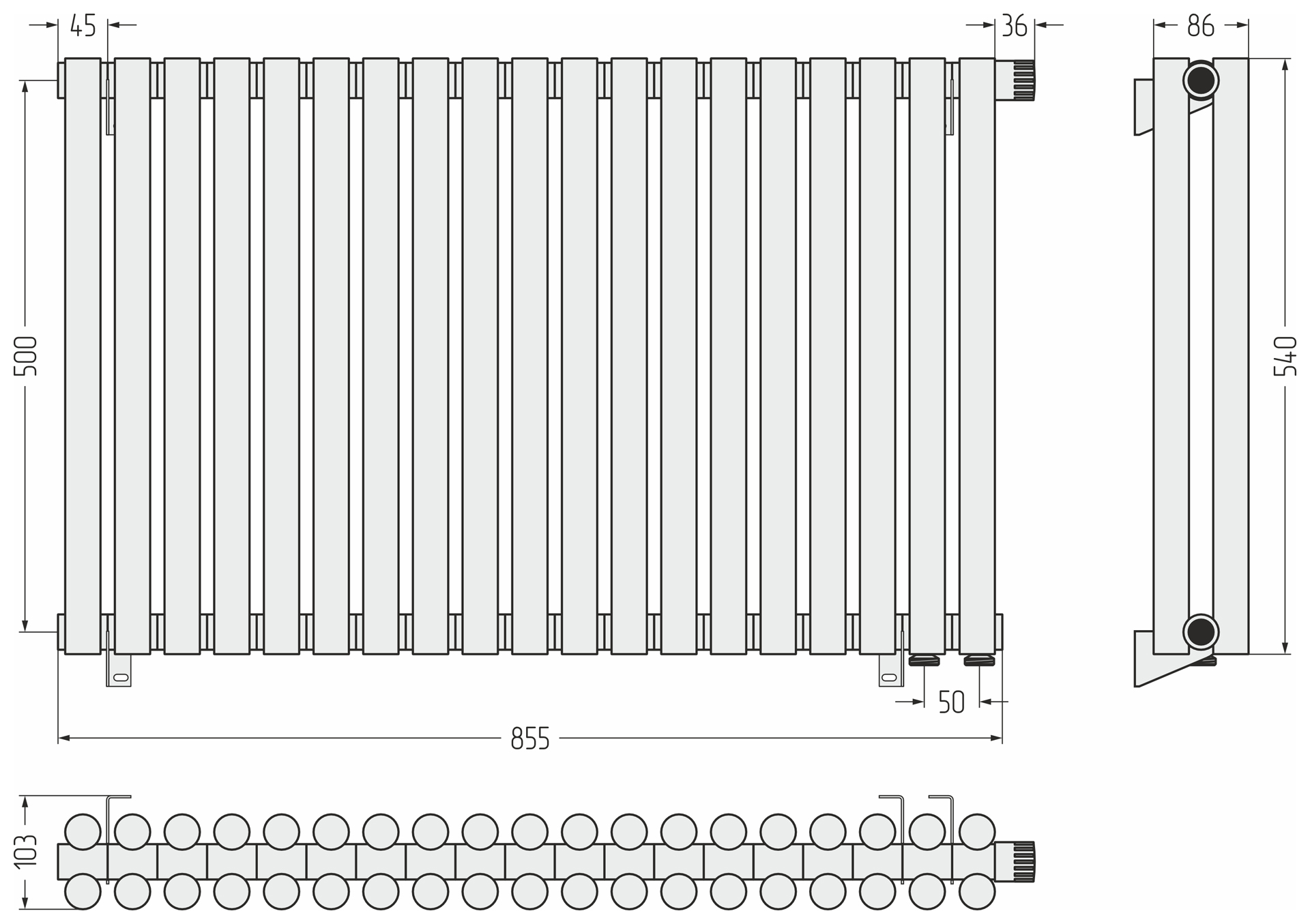 Радиаторы Сунержа DESIGN ДР ЭСТЕТ-11 н/ж EU50 500х855 / 19 сек (Матовый чёрный) - фото 5
