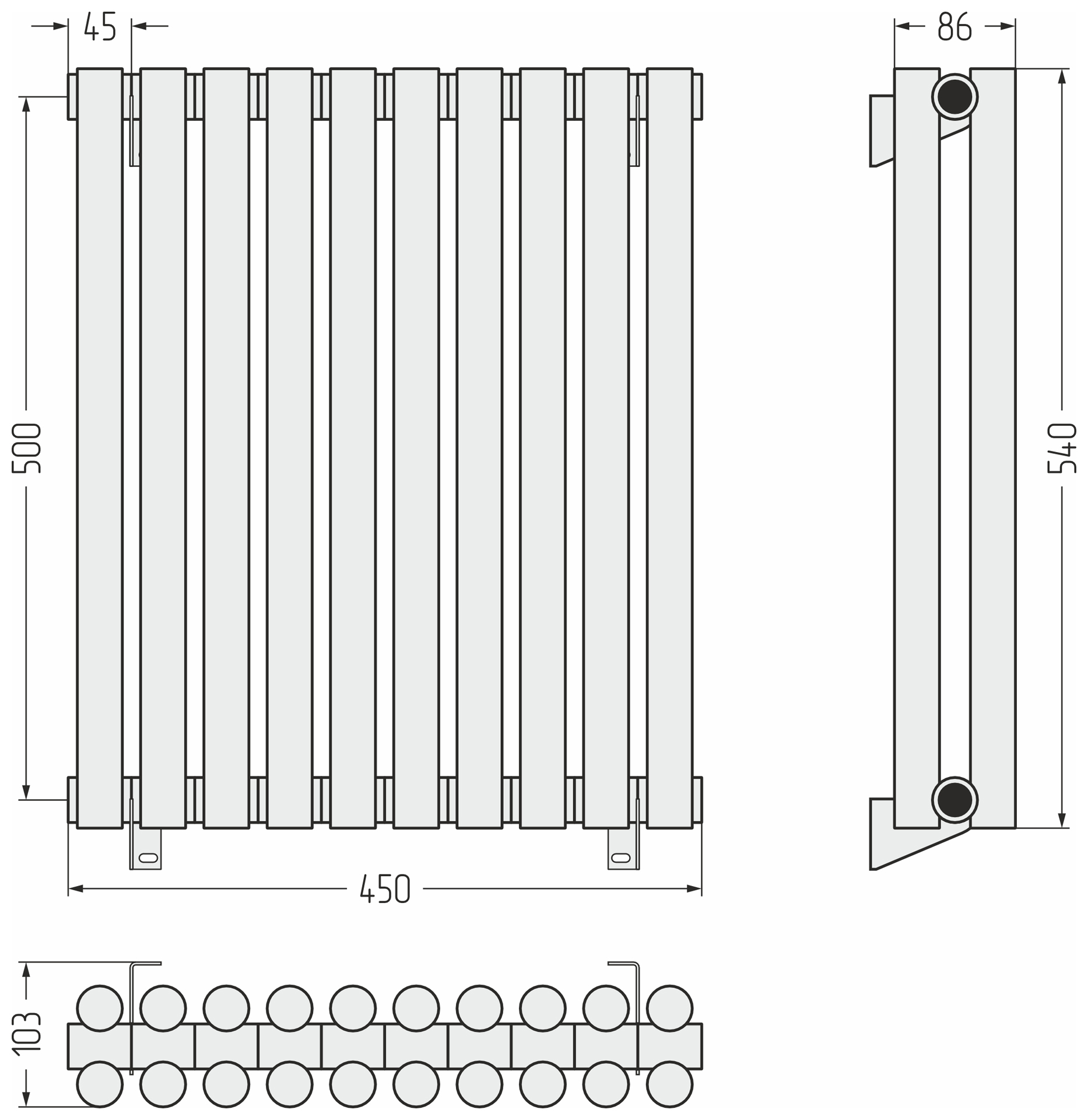 Радиаторы Сунержа DESIGN ДР ЭСТЕТ-11 н/ж 500х450 / 10 сек (Матовый белый) - фото 4