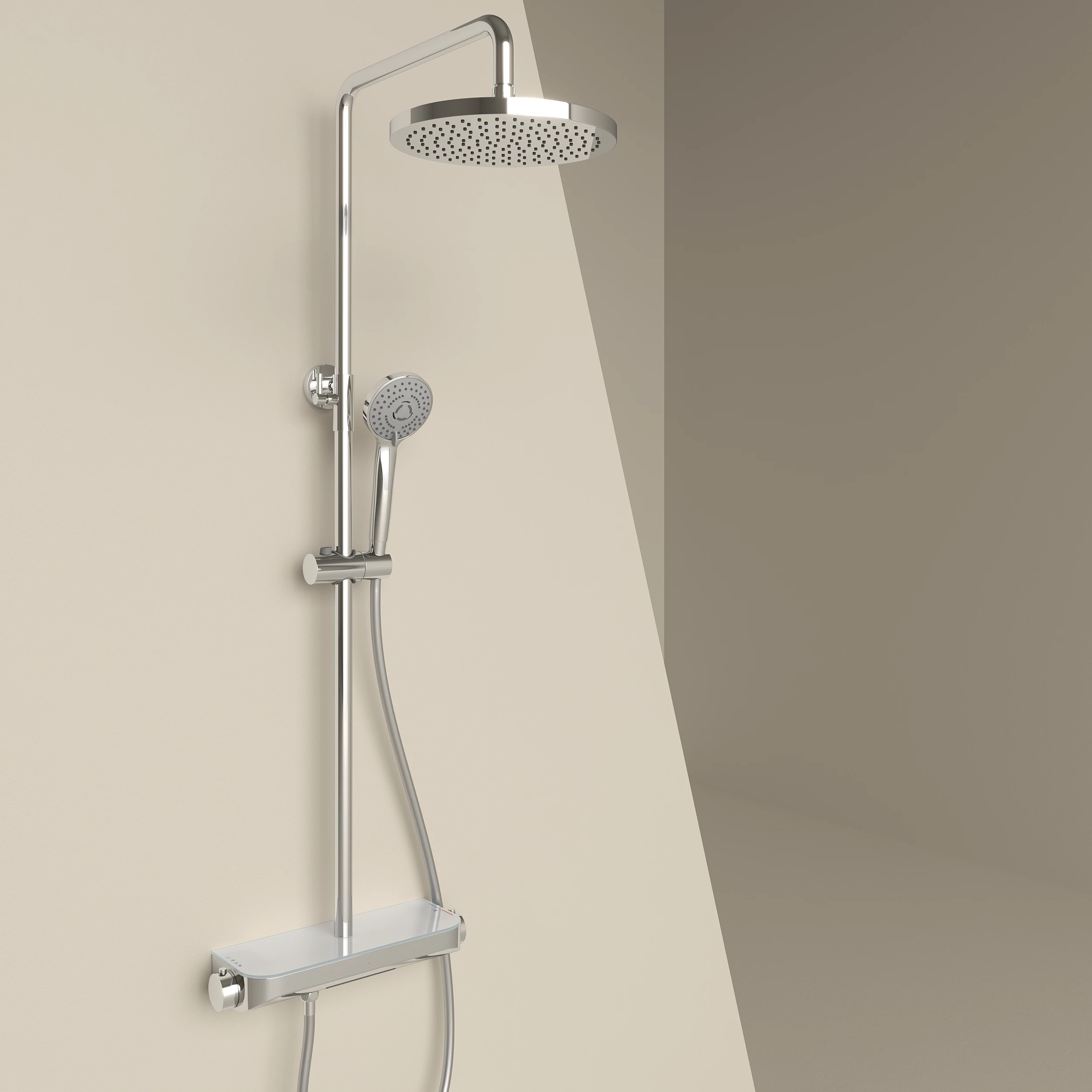Душевая стойка Sancos Teo SC11002CH с термостатом, с изливом, хром
