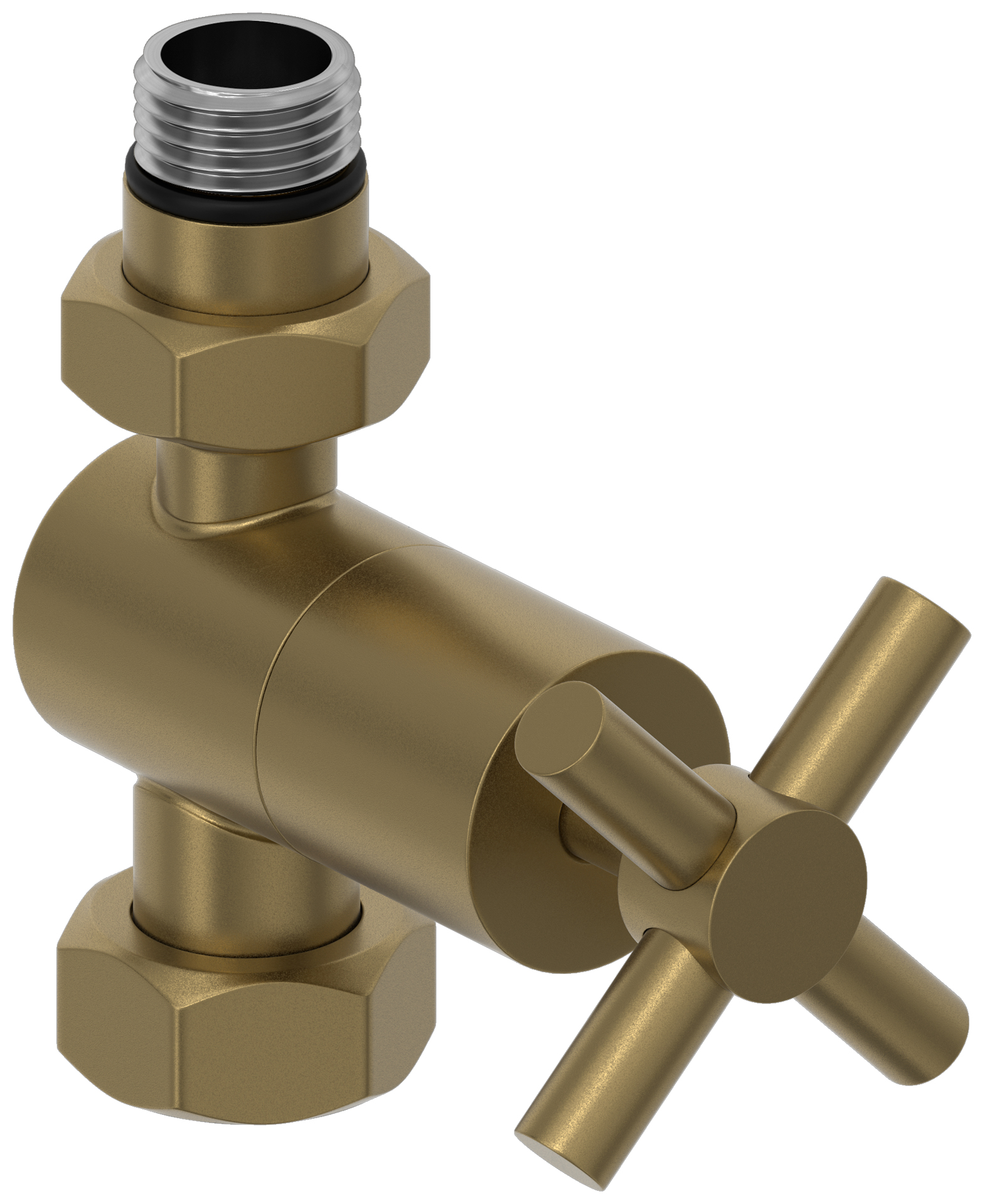 Комплектующие Сунержа DESIGN Вентиль прямой (крест) G 1/2" НР х G 3/4" НГ (Золотой шёлк)
