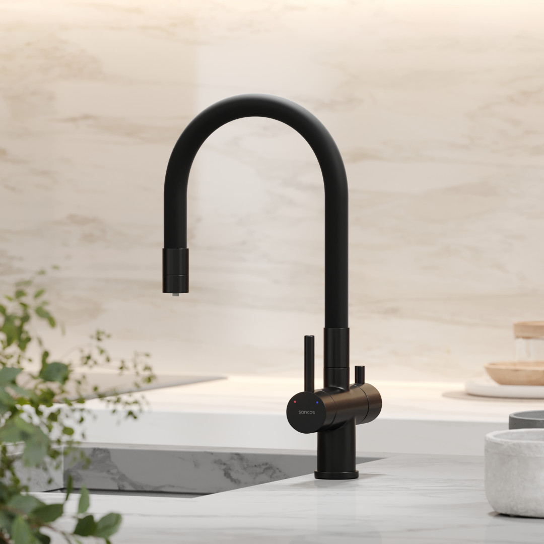 Смеситель для кухни Sancos Лучия (Lucia) SC4004MB черный матовый/черный