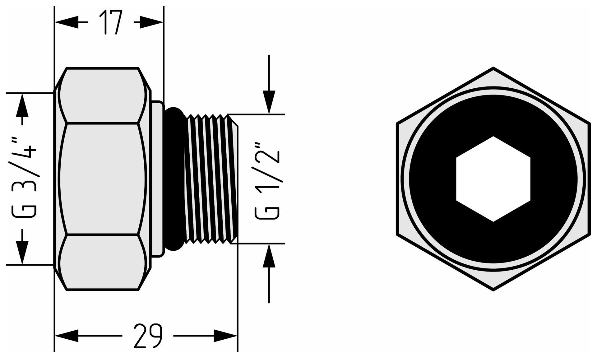 Комплектующие Стилье LIGHT Комплект фитингов прямой G 3/4" НГ х G 1/2" НР / 2 шт (Без покрытия)