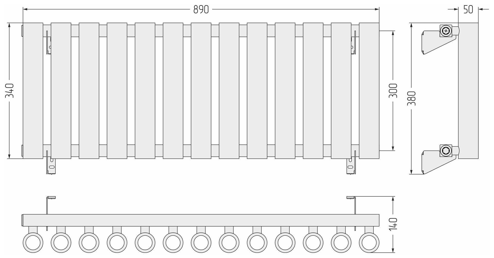 Радиаторы Сунержа DESIGN ДР КУМИР-0 н/ж  300х890 / 13 сек (Матовый белый) - фото 5