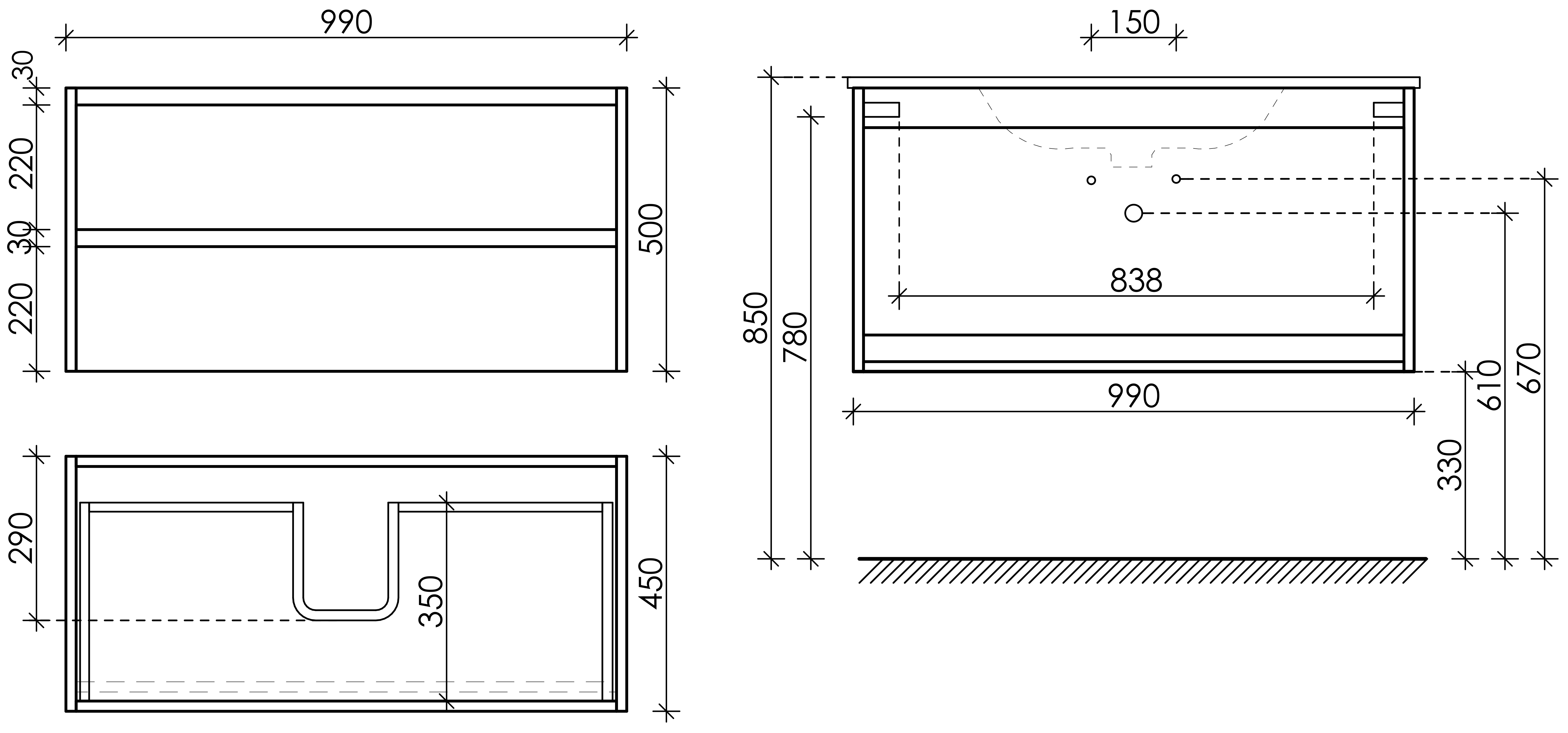 Тумба под раковину Sancos Либра (Libra) LB100EG 100x45x50 дуб галифакс натуральный - фото 6