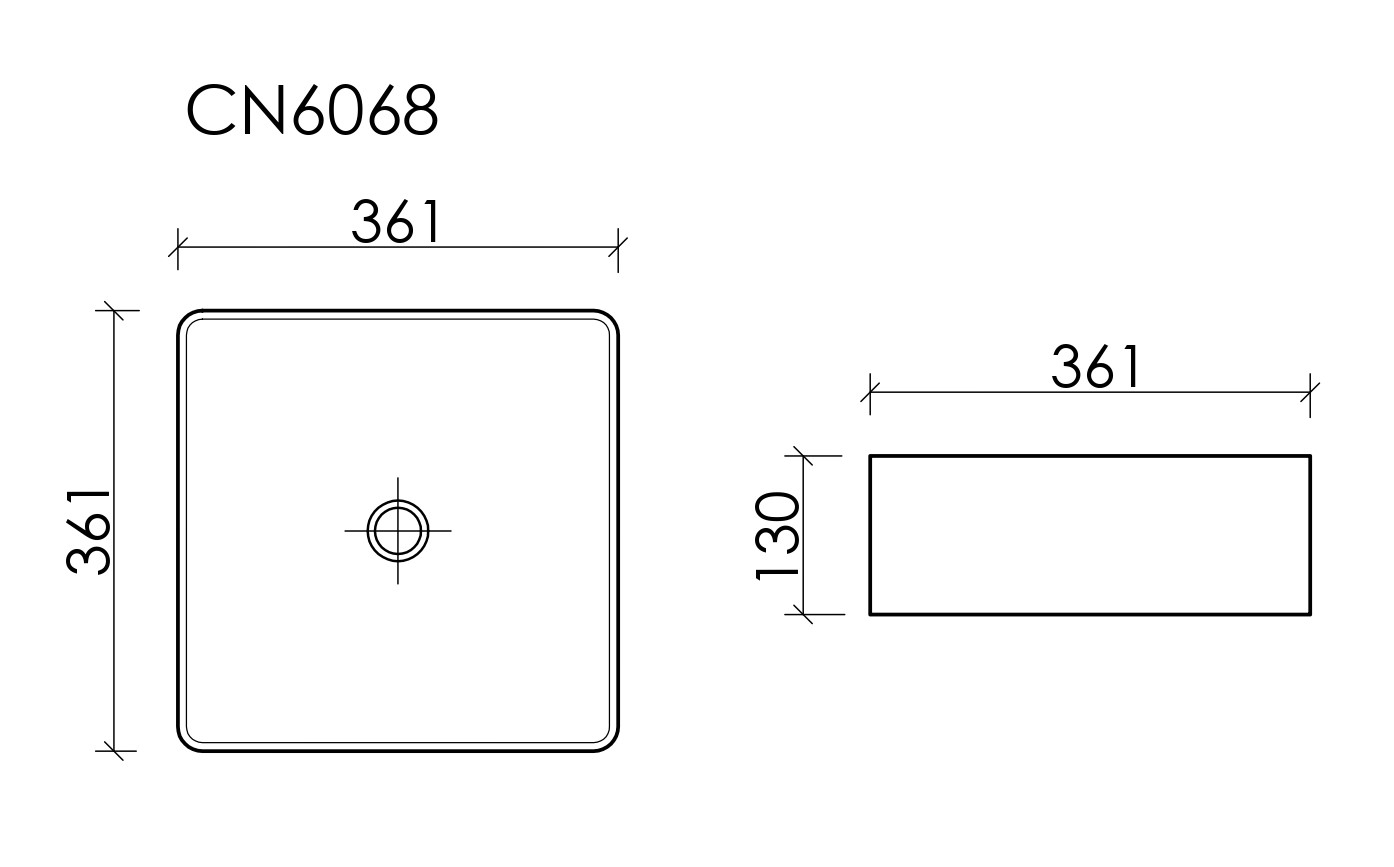 Раковина накладная квадратная 361x361x130, цвет черный матовый, арт.CN6068MB - фото 7