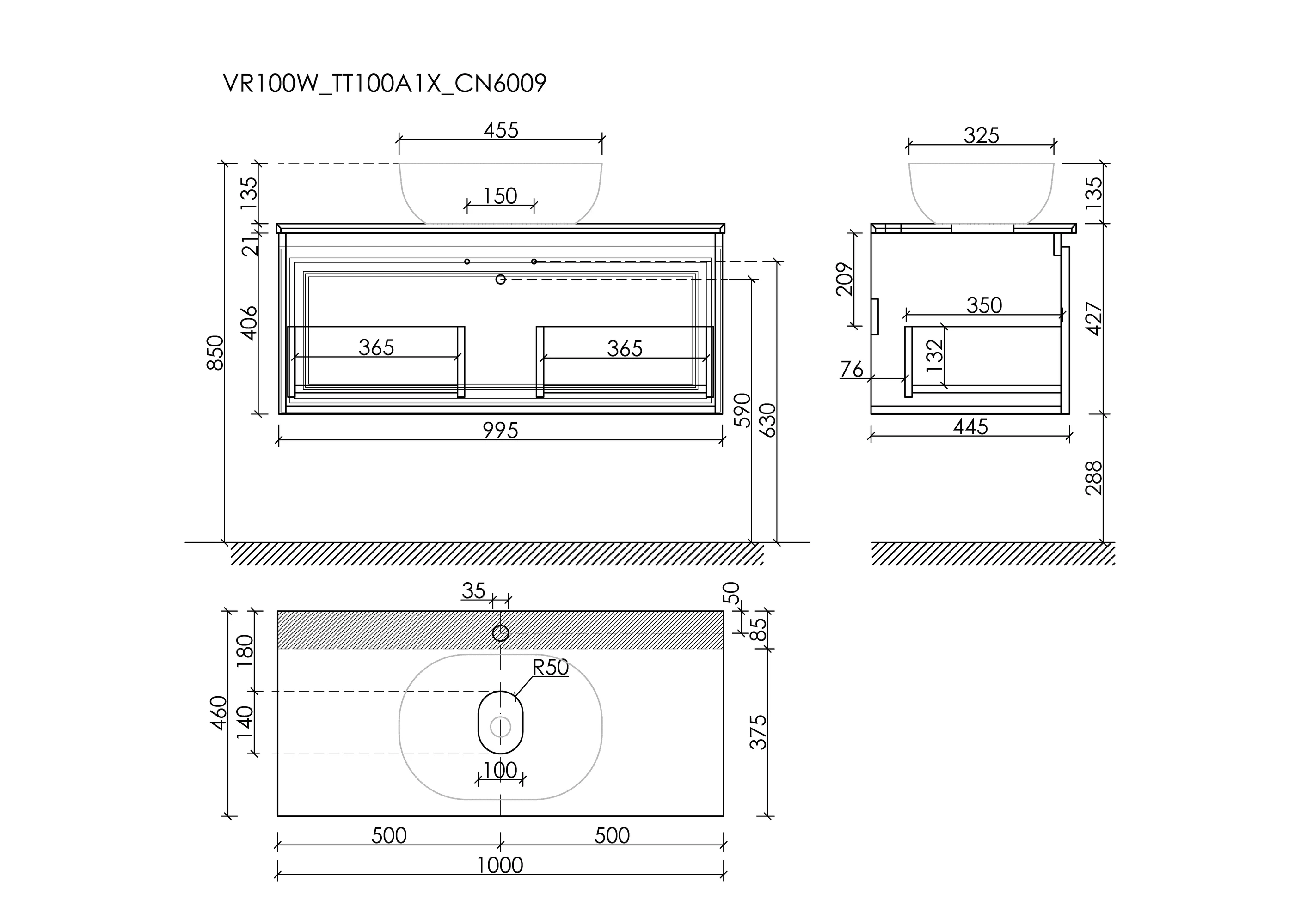 Тумба под столешницу Sancos Самая (Very) VR100W 100x45x40 белый матовый (bianco) - фото 6