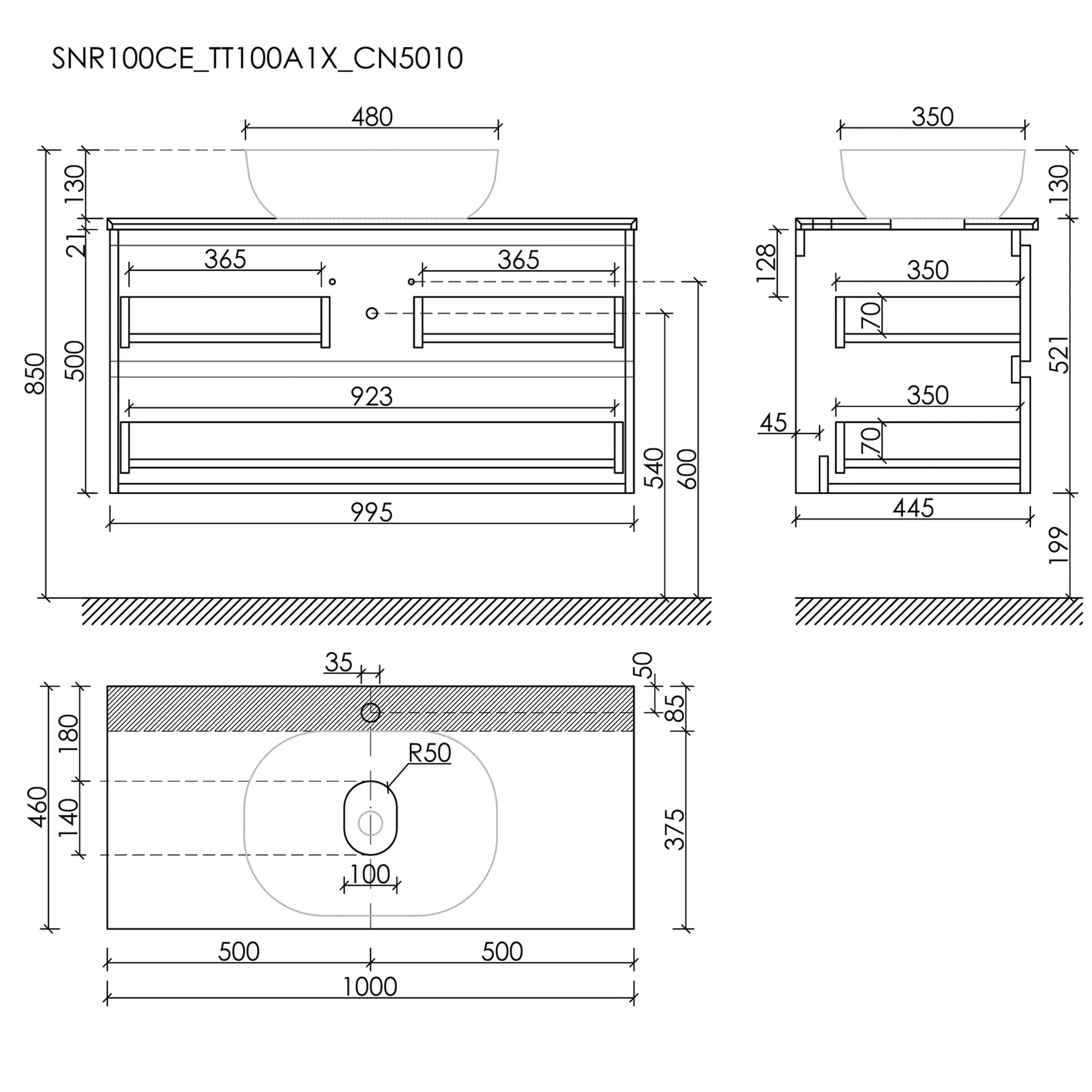 Тумба под столешницу Sancos Сноб Р (Snob R) SNR100CE 100x45x50 бежевый матовый (beige soft) - фото 6
