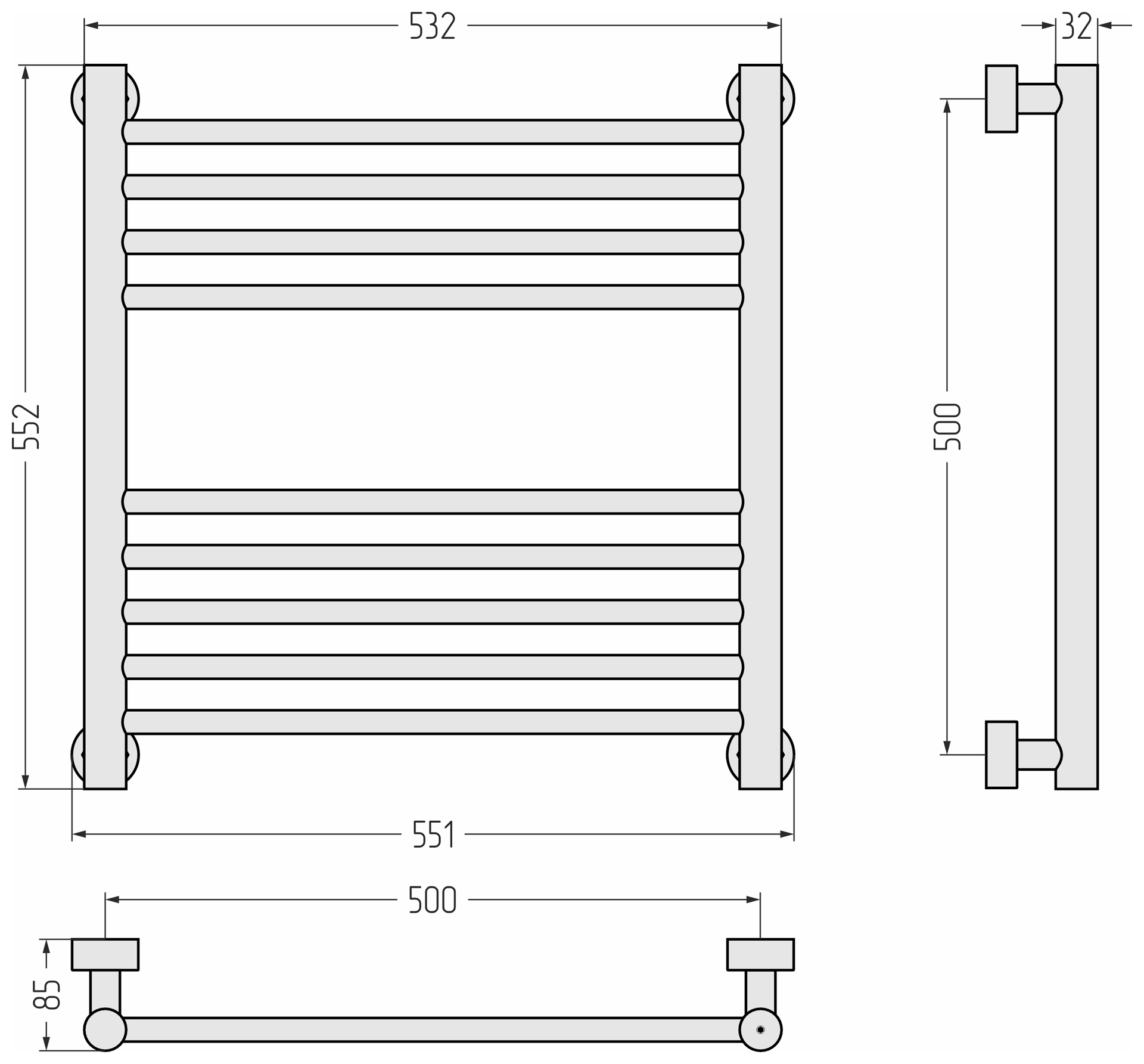 Водяные полотенцесушители Сунержа DESIGN ДР Богема PRO 500х500 (Без покрытия)