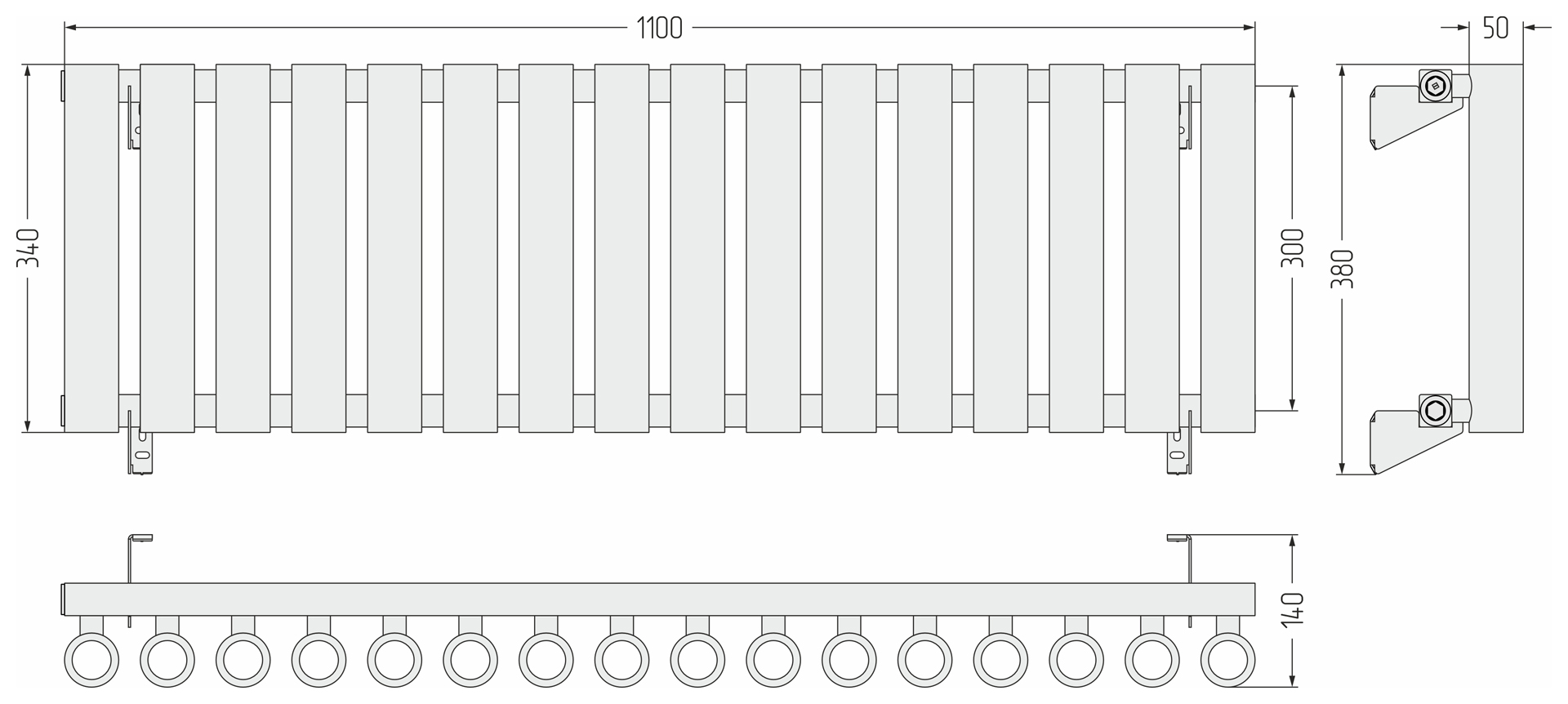 Радиаторы Сунержа DESIGN ДР КУМИР-0 н/ж  300х1100 / 16 сек (Золотой шёлк) - фото 5