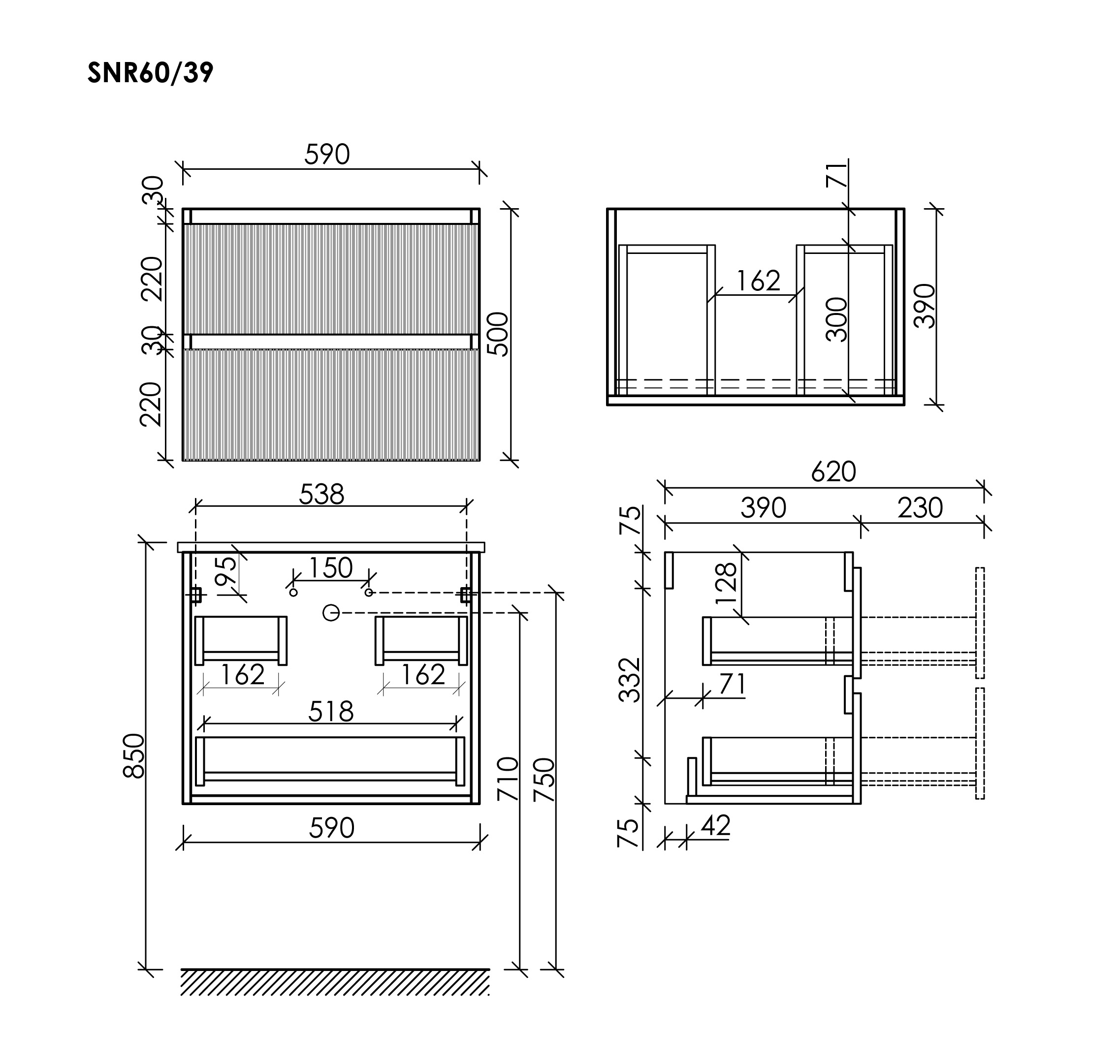 Тумба под раковину Sancos Сноб Р 390 (Snob R 390) SNR60/39W 60x40x50 белый матовый (bianco) - фото 6