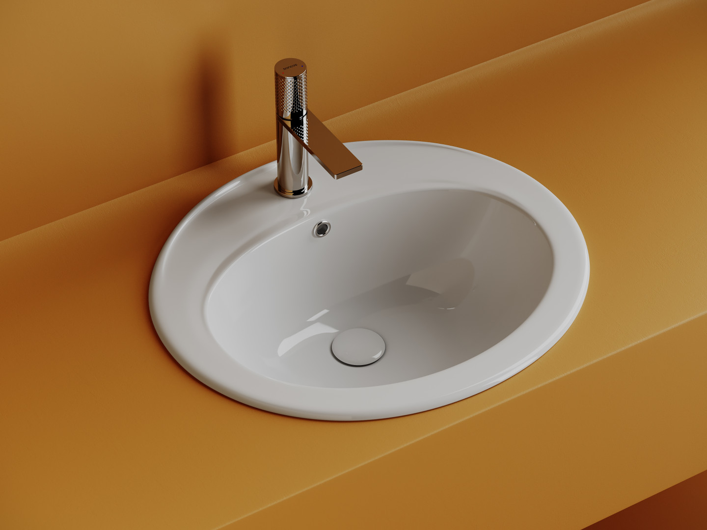 Раковина встраиваемая сверху CERAMICANOVA Sun с отверстием слива - перелива овальной формы 565x495x200 мм  цвет белый  арт. CN6079