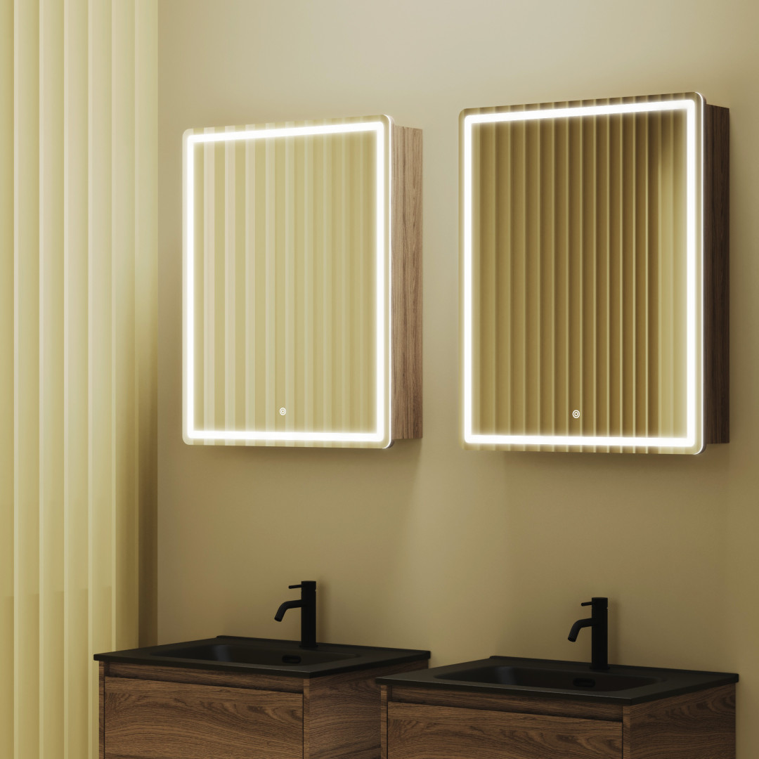 Зеркальный шкаф Sancos Блик (Mirror) MI60ECH 60x75 с подсветкой, дуб чарльстон