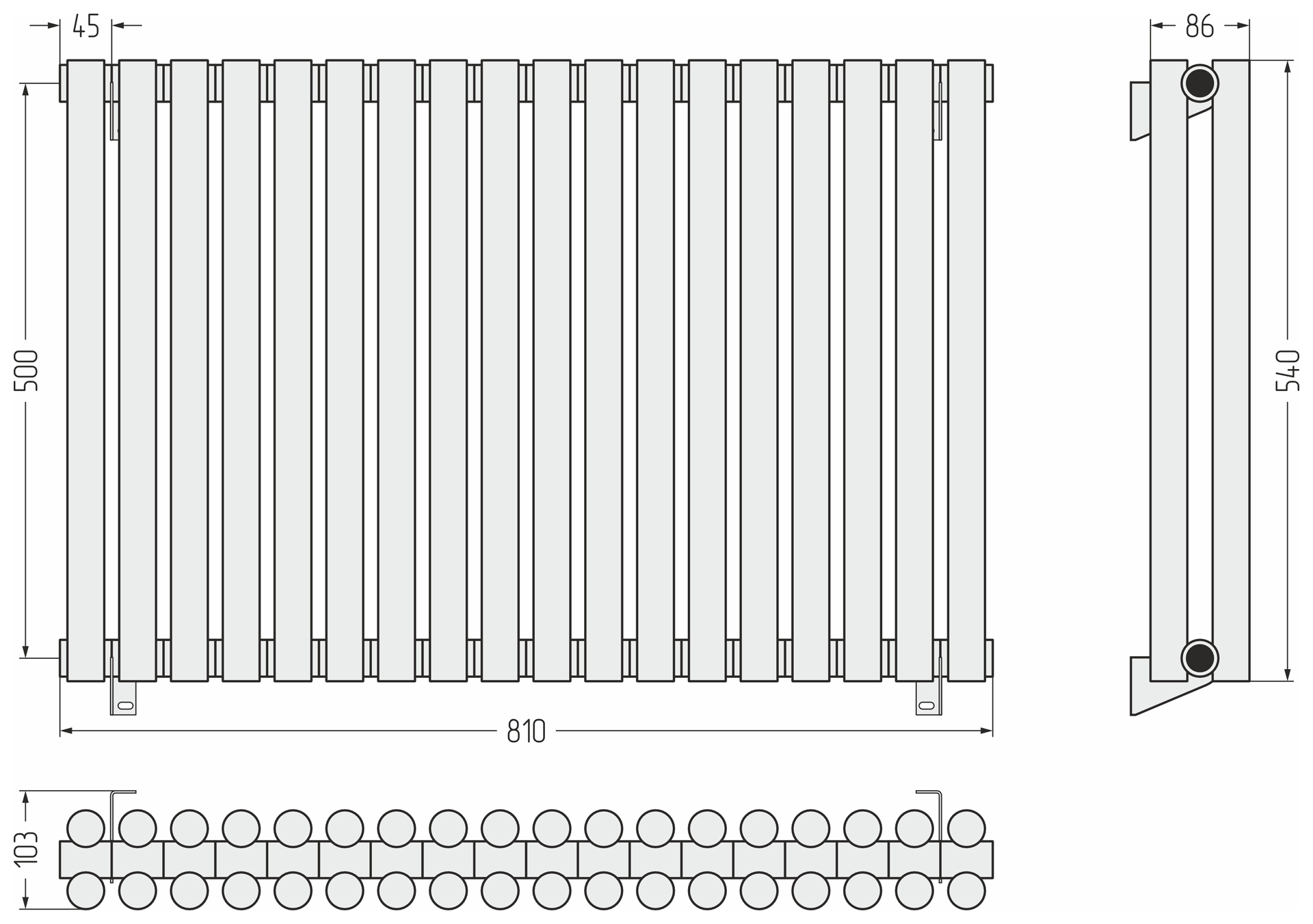 Радиаторы Сунержа DESIGN ДР ЭСТЕТ-11 н/ж 500х810 / 18 сек (Белый)