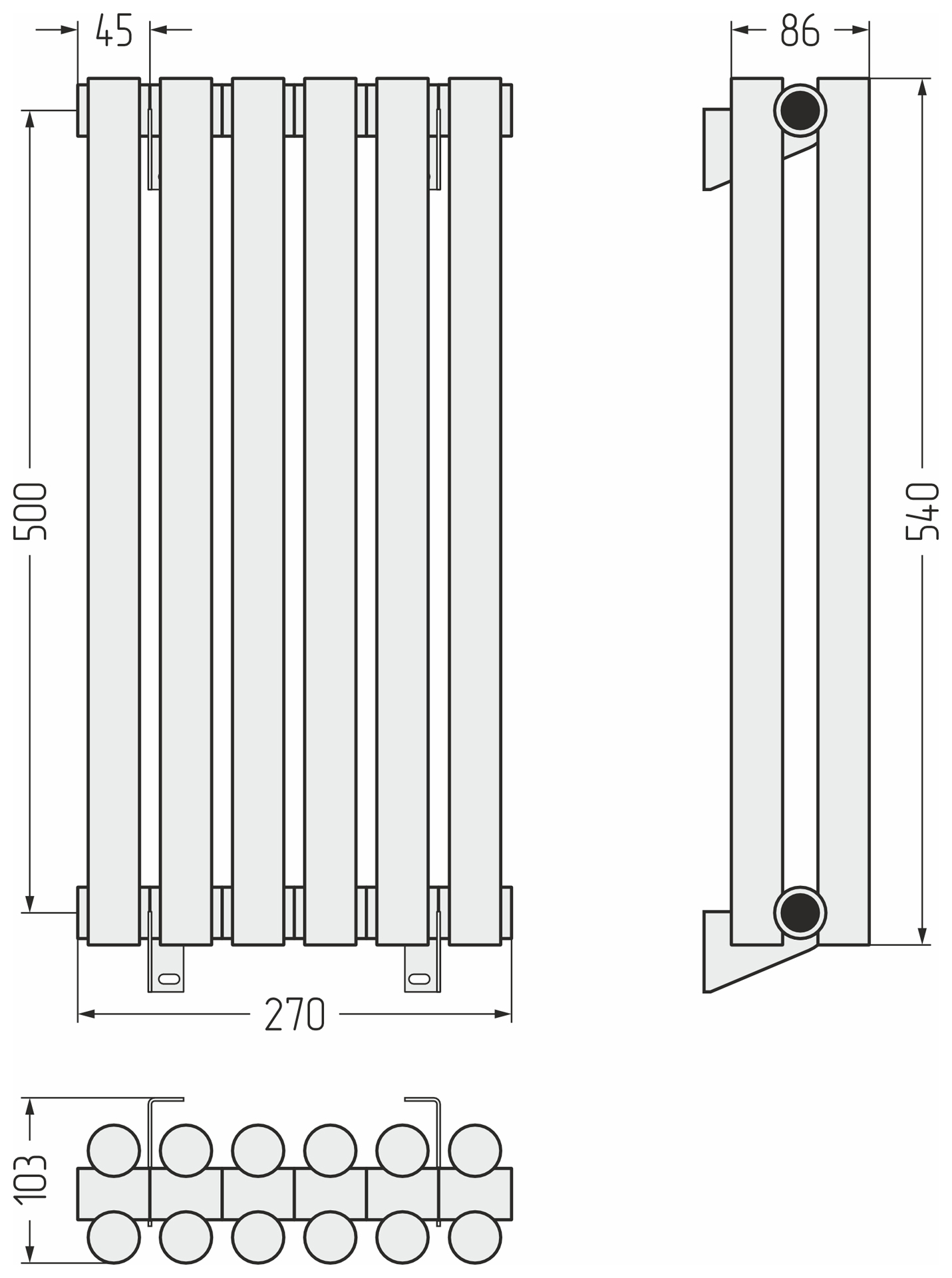 Радиаторы Сунержа DESIGN ДР ЭСТЕТ-11 н/ж 500х270 / 6 сек (Матовый чёрный) - фото 4