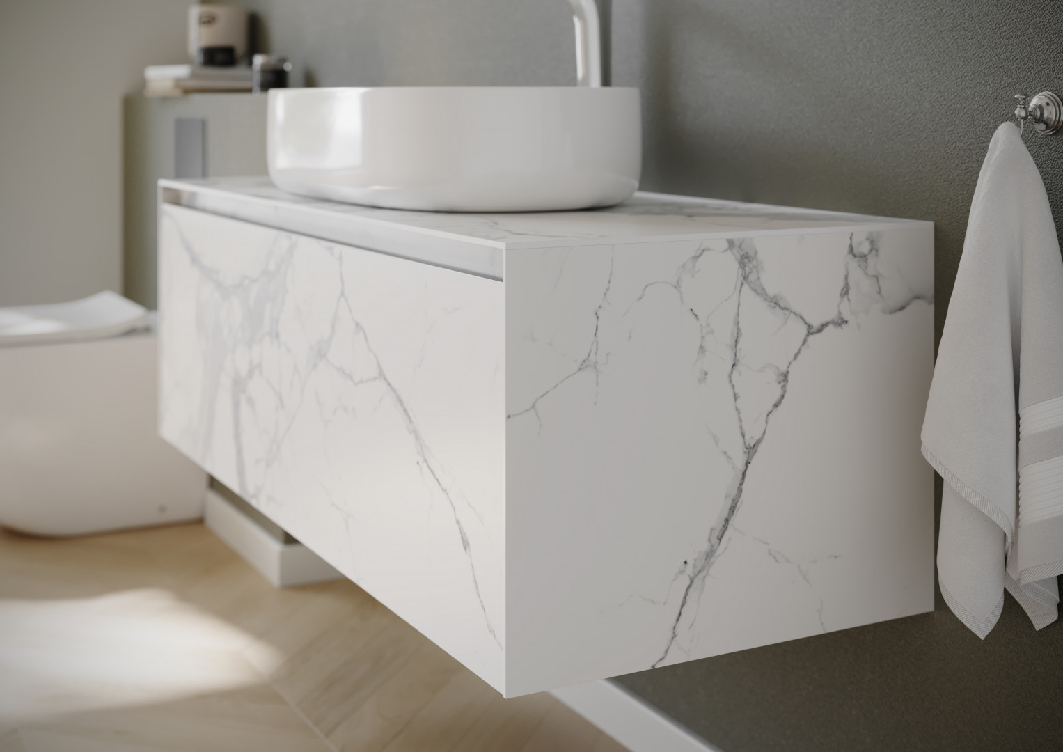 Тумба под раковину Sancos Мрамор (Stone) ST120SV 120x50x40 белый - фото 6