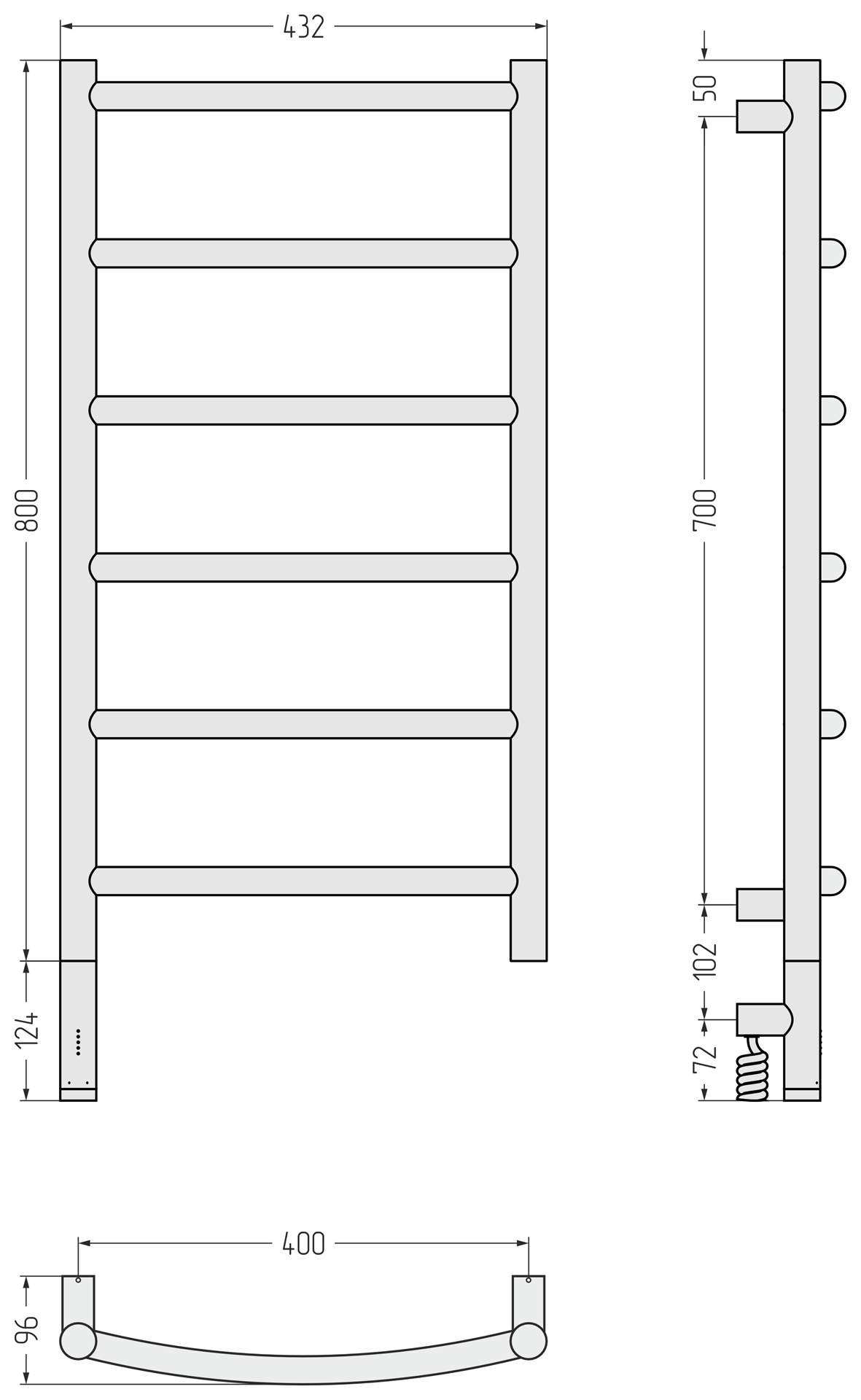 Электрические полотенцесушители Сунержа DESIGN РЭБ ГАЛАНТ 3.1 800х400 МЭМ левый (Шампань)