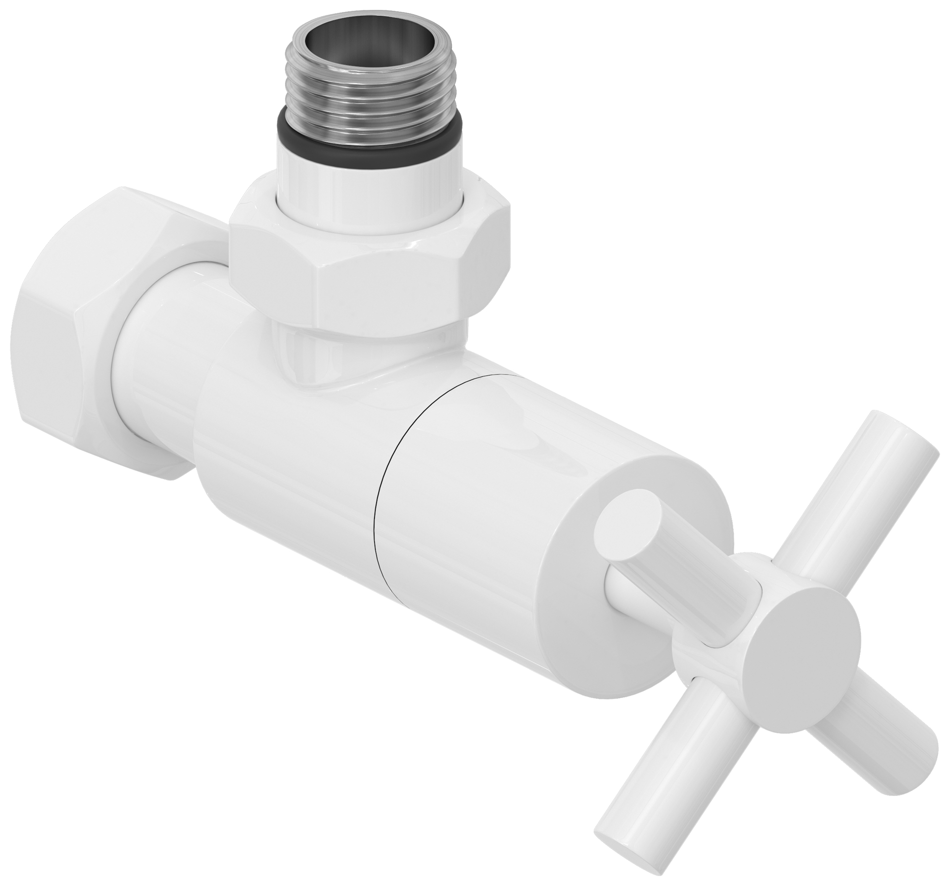 Комплектующие Сунержа DESIGN Вентиль угловой (крест) G 1/2" НР х G 3/4" НГ (Белый)