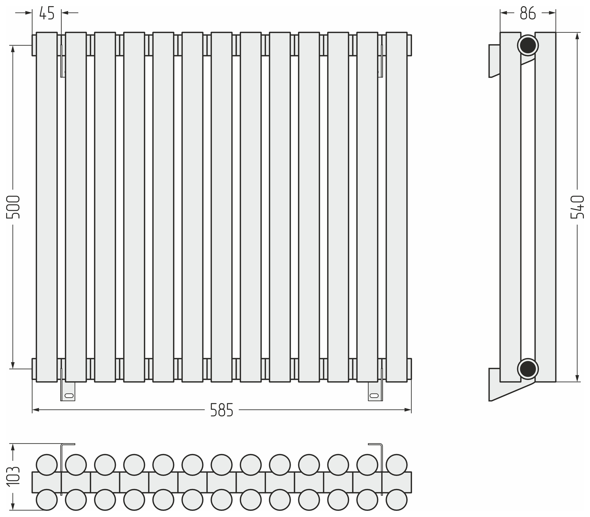 Радиаторы Сунержа DESIGN ДР ЭСТЕТ-11 н/ж 500х585 / 13 сек (Матовый белый) - фото 4