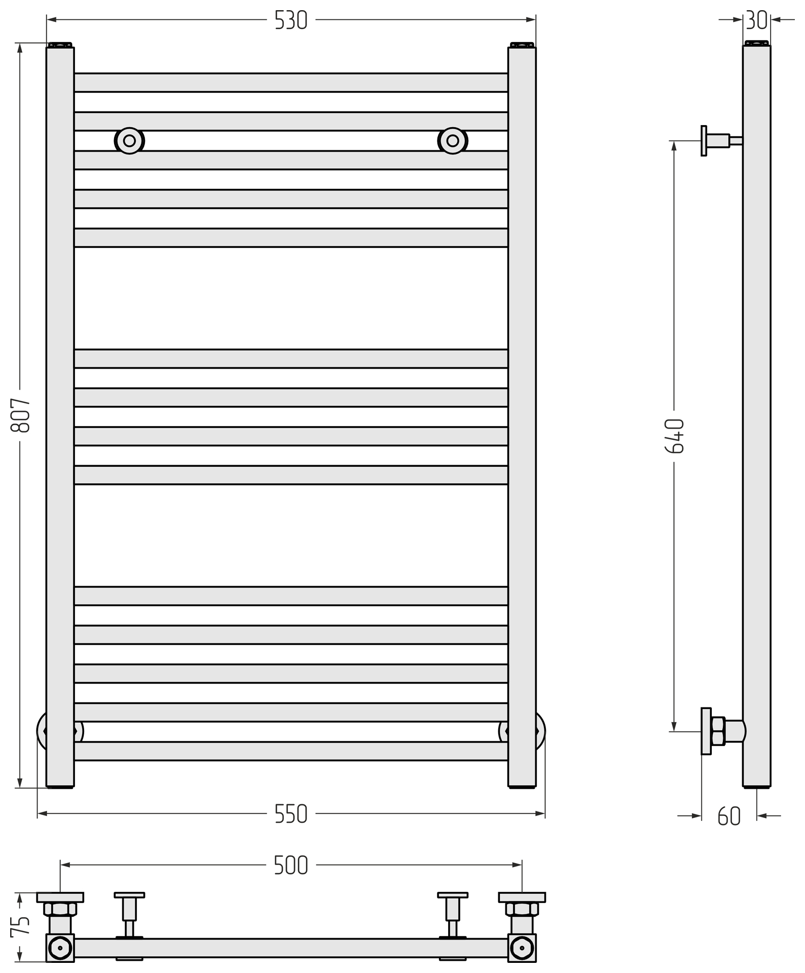 Водяные полотенцесушители Сунержа DESIGN ДР МОДУС 800х500 (Матовый чёрный)