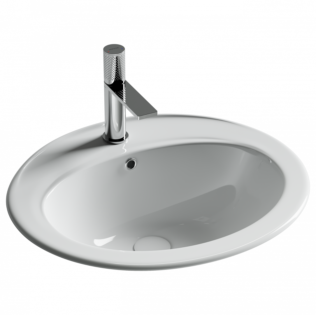 Раковина встраиваемая сверху CERAMICANOVA Sun с отверстием слива - перелива овальной формы 565x495x200 мм  цвет белый  арт. CN6079