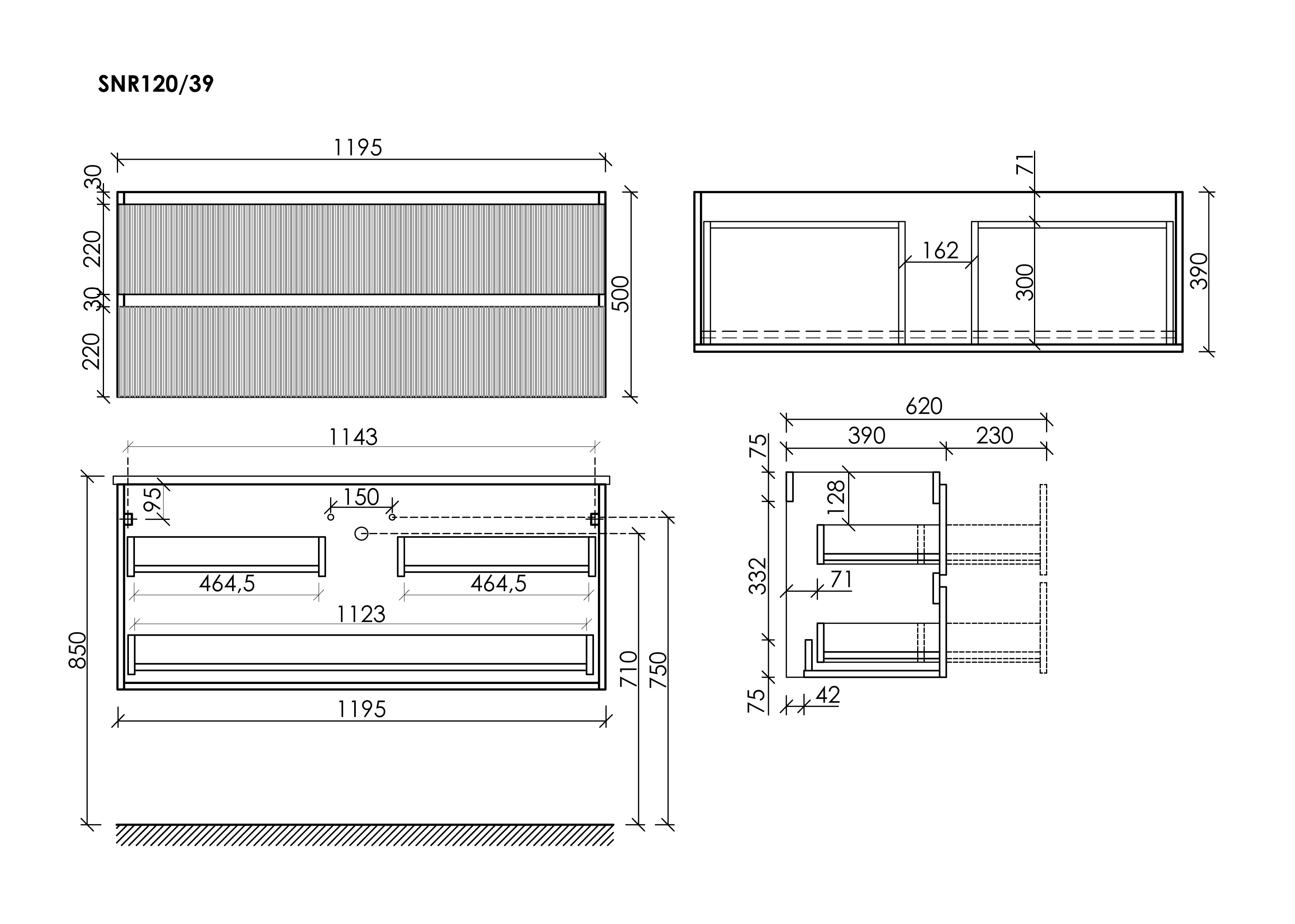 Тумба под раковину Sancos Сноб Р 390 (Snob R 390) SNR120/39W 120x40x50 белый матовый (bianco) - фото 6