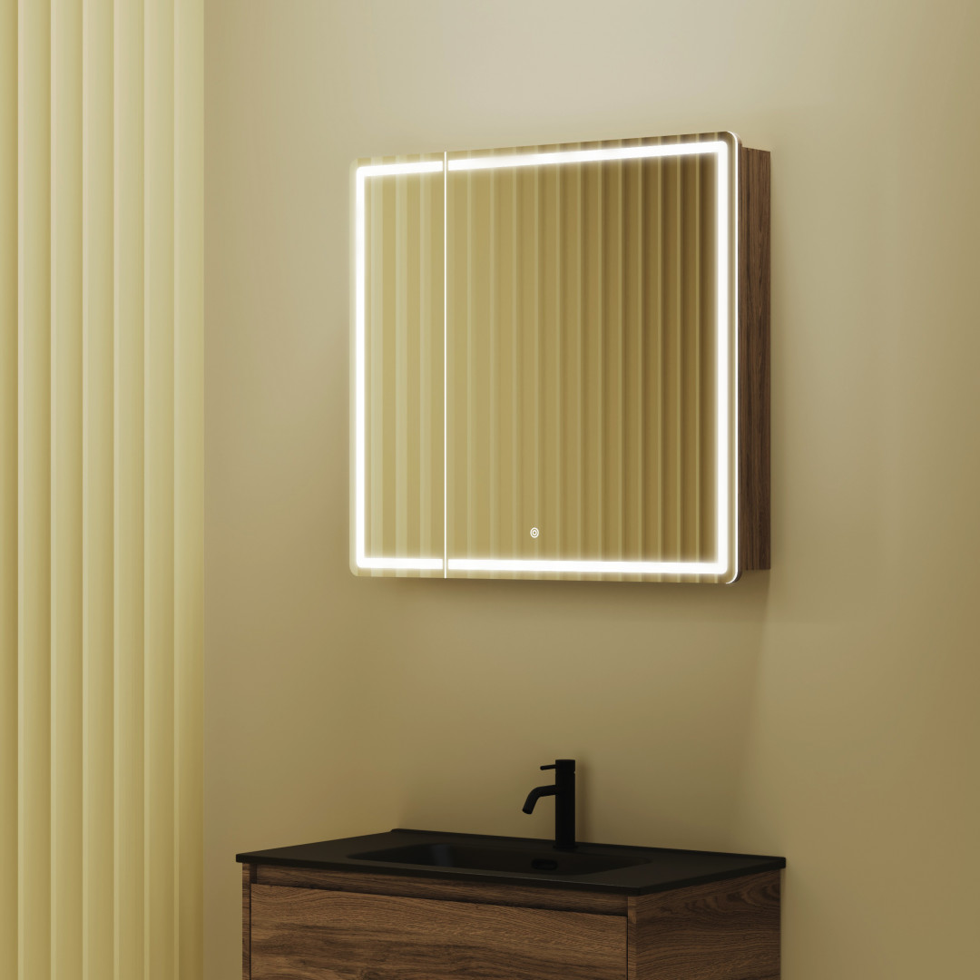 Зеркальный шкаф Sancos Блик (Mirror) MI80ECH 80x75 с подсветкой, дуб чарльстон