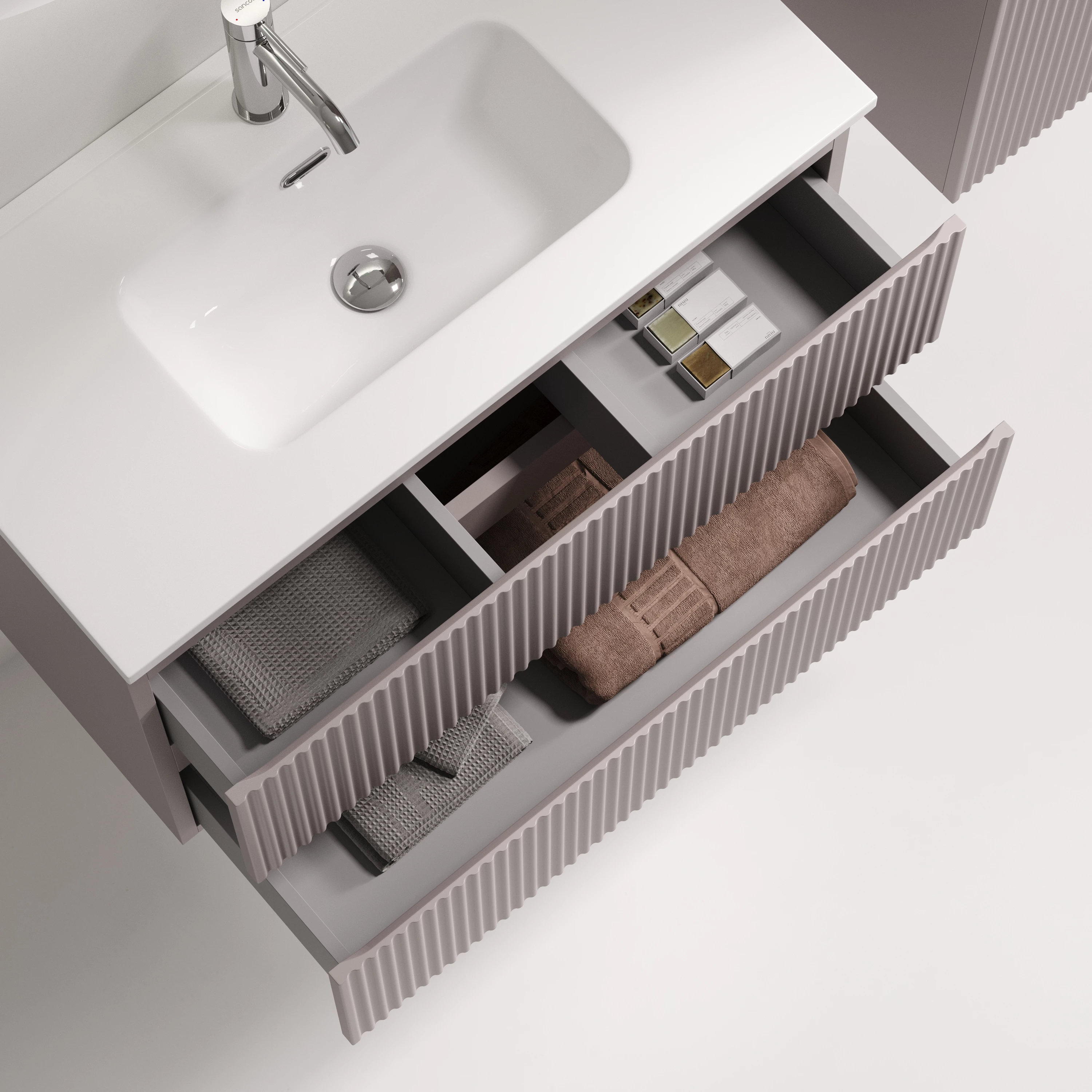 Тумба под раковину Sancos Сноб Р 390 (Snob R 390) SNR80/39SM 80x40x50 пыльная роза (doha soft)