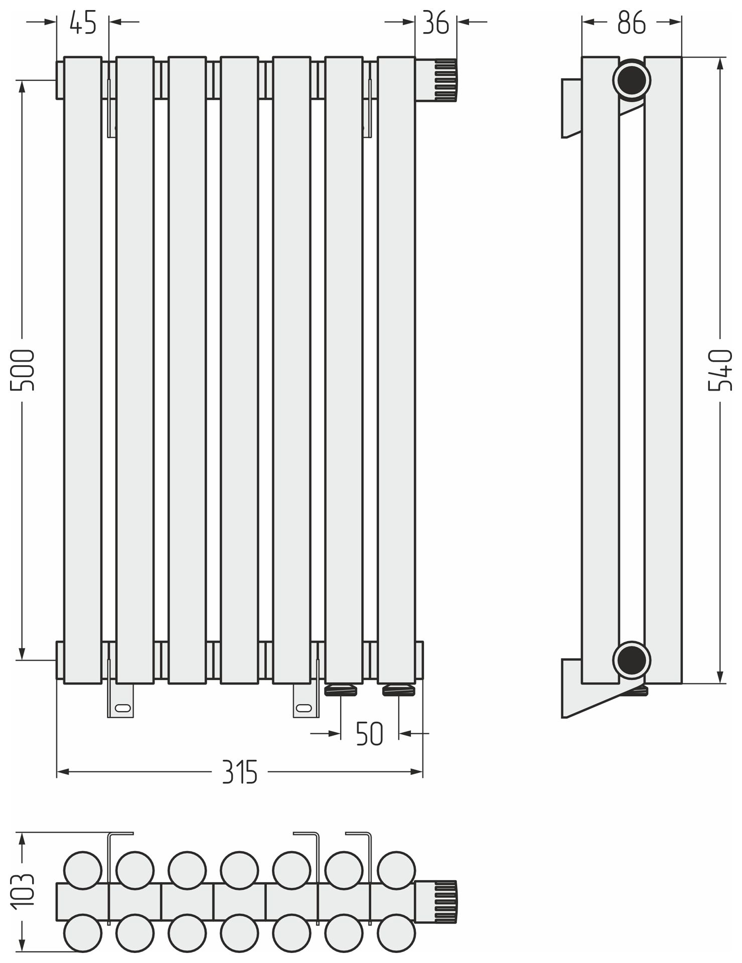 Радиаторы Сунержа DESIGN ДР ЭСТЕТ-11 н/ж EU50 500х315 / 7 сек (Сатин) - фото 5