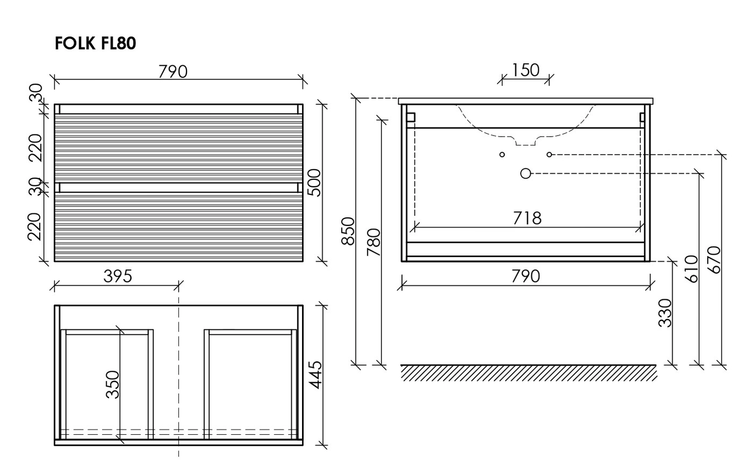 Тумба под столешницу Sancos Фолк (Folk) FL80W 80x45x50 белый матовый (bianco)
